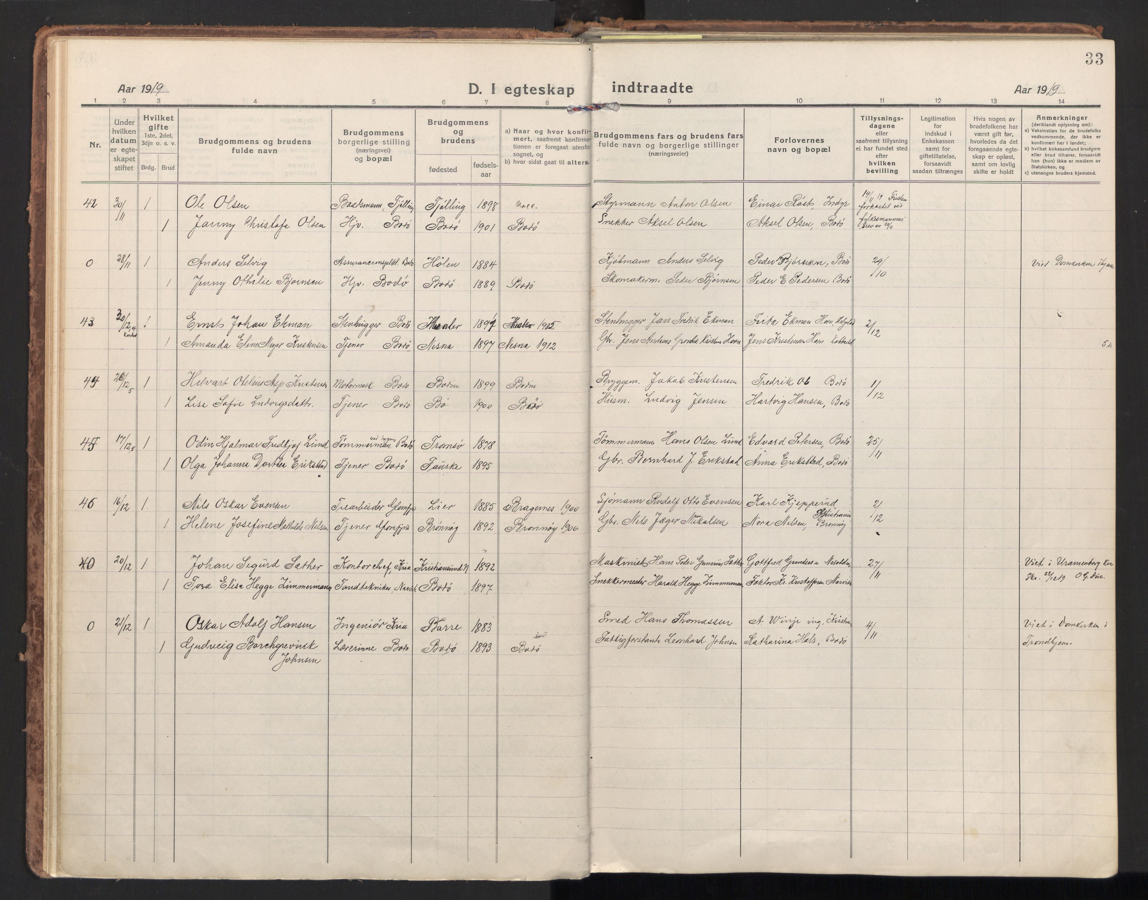 Ministerialprotokoller, klokkerbøker og fødselsregistre - Nordland, AV/SAT-A-1459/801/L0018: Ministerialbok nr. 801A18, 1916-1930, s. 33