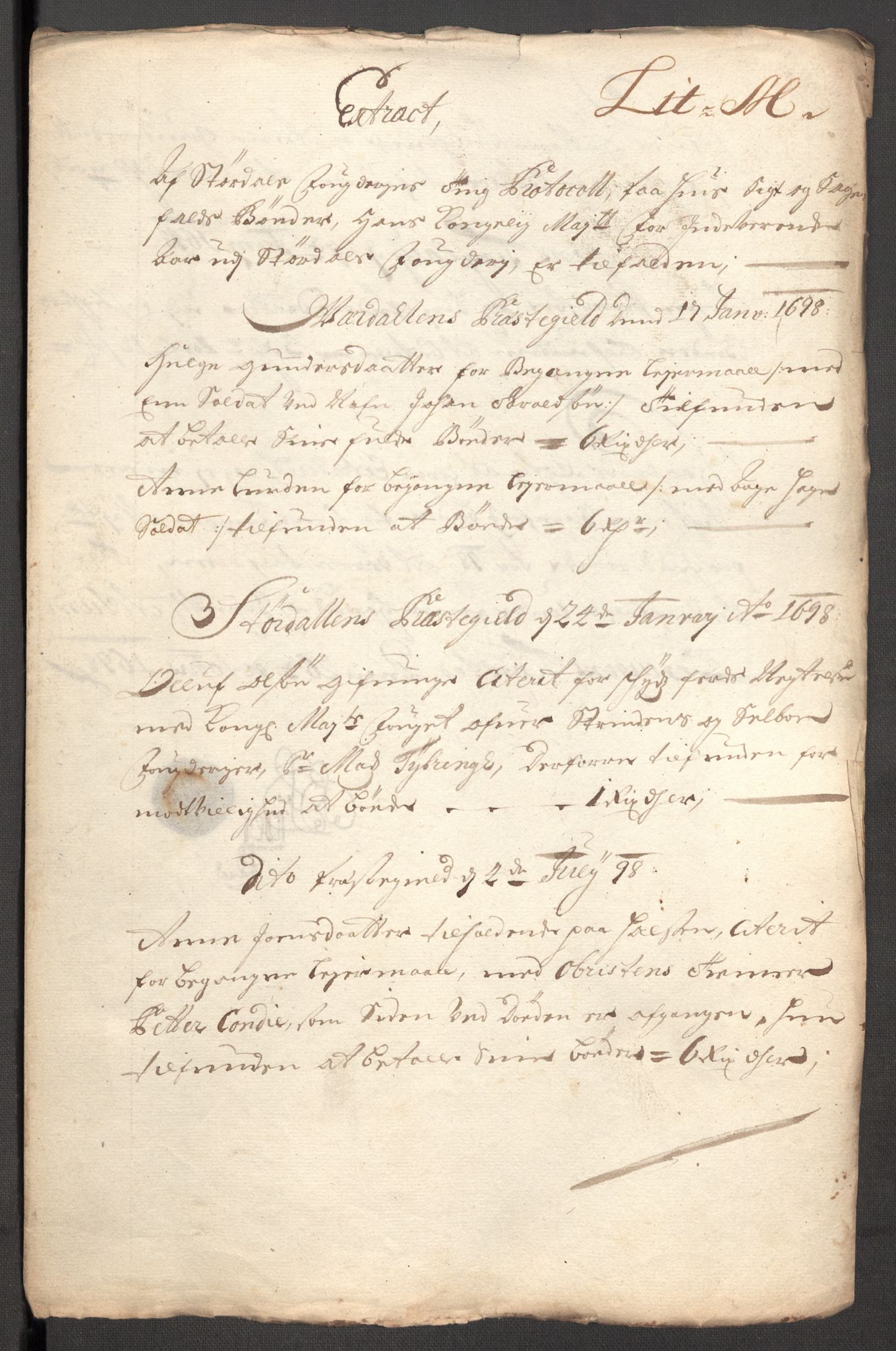 Rentekammeret inntil 1814, Reviderte regnskaper, Fogderegnskap, RA/EA-4092/R62/L4190: Fogderegnskap Stjørdal og Verdal, 1698, s. 197