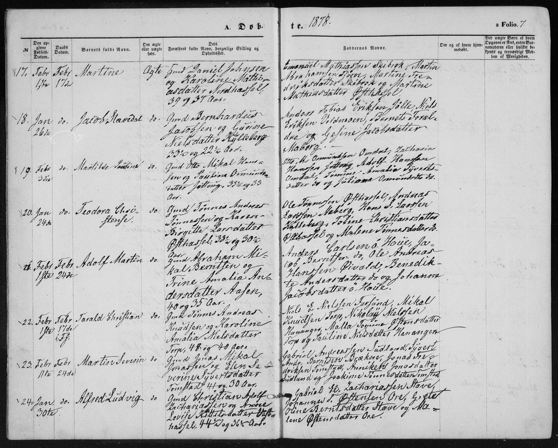 Lista sokneprestkontor, AV/SAK-1111-0027/F/Fb/L0004: Klokkerbok nr. B 4, 1877-1891, s. 7