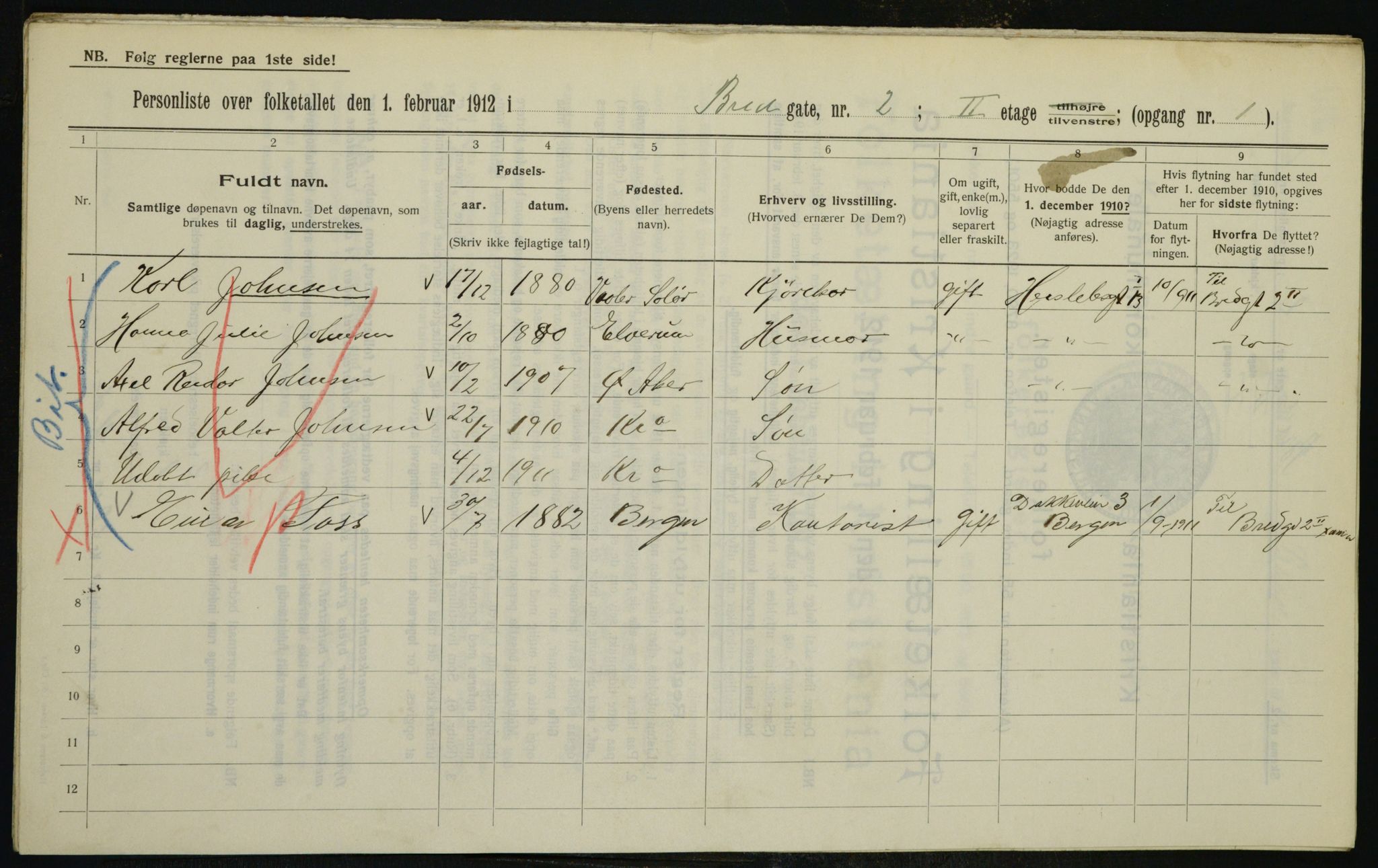 OBA, Kommunal folketelling 1.2.1912 for Kristiania, 1912, s. 8013