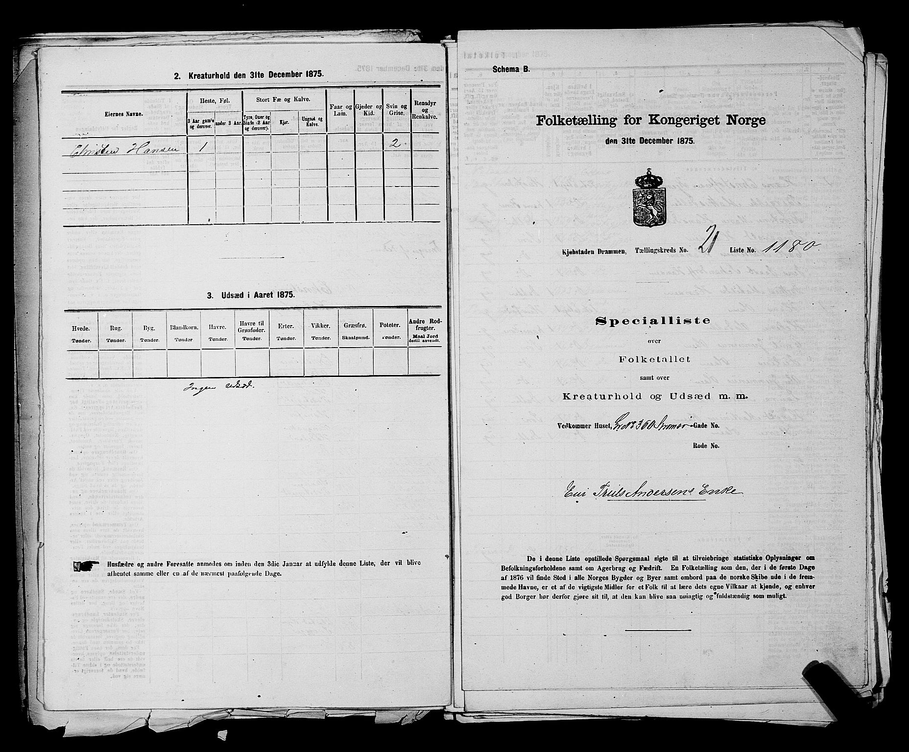 SAKO, Folketelling 1875 for 0602 Drammen kjøpstad, 1875, s. 2111