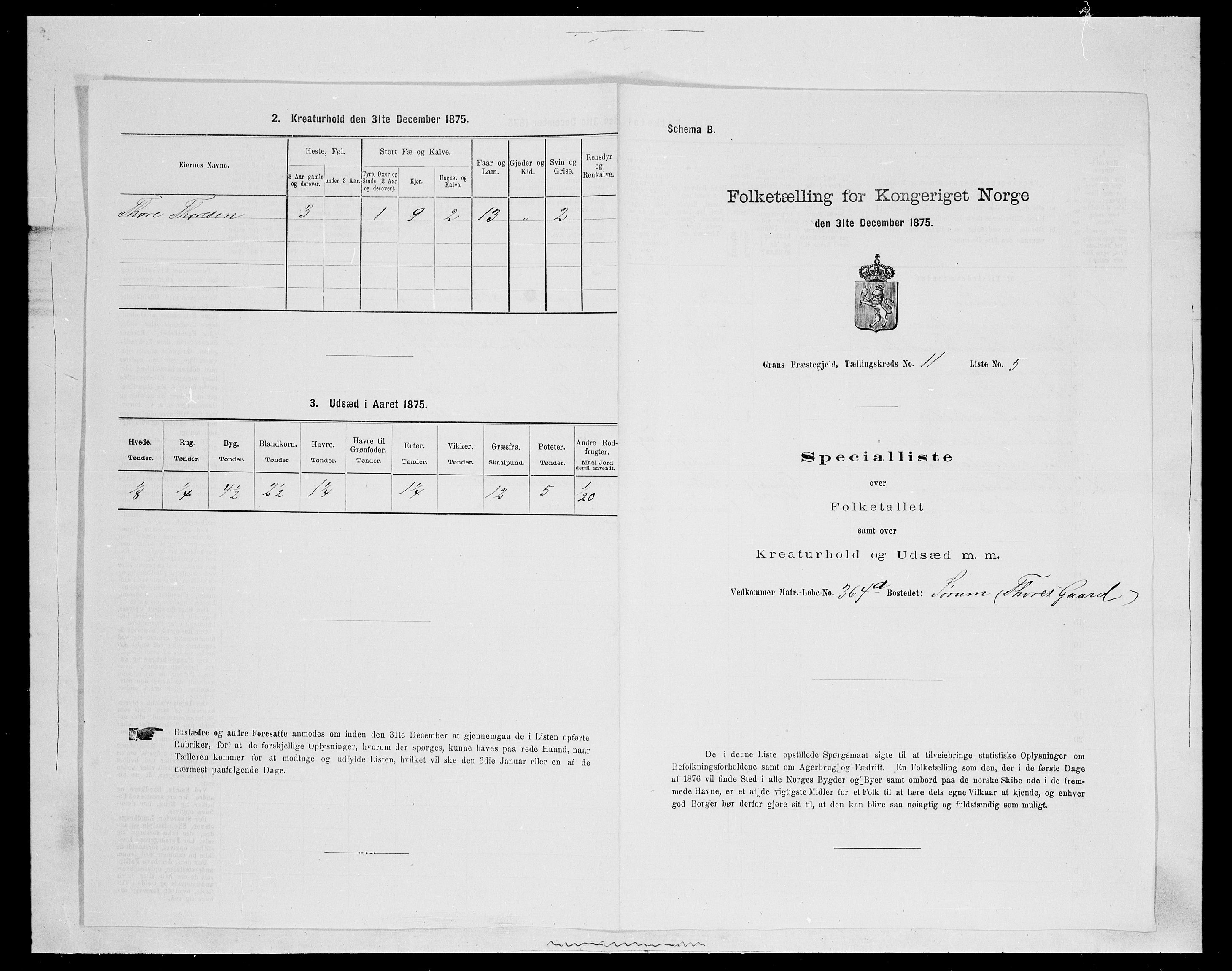 SAH, Folketelling 1875 for 0534P Gran prestegjeld, 1875, s. 2031