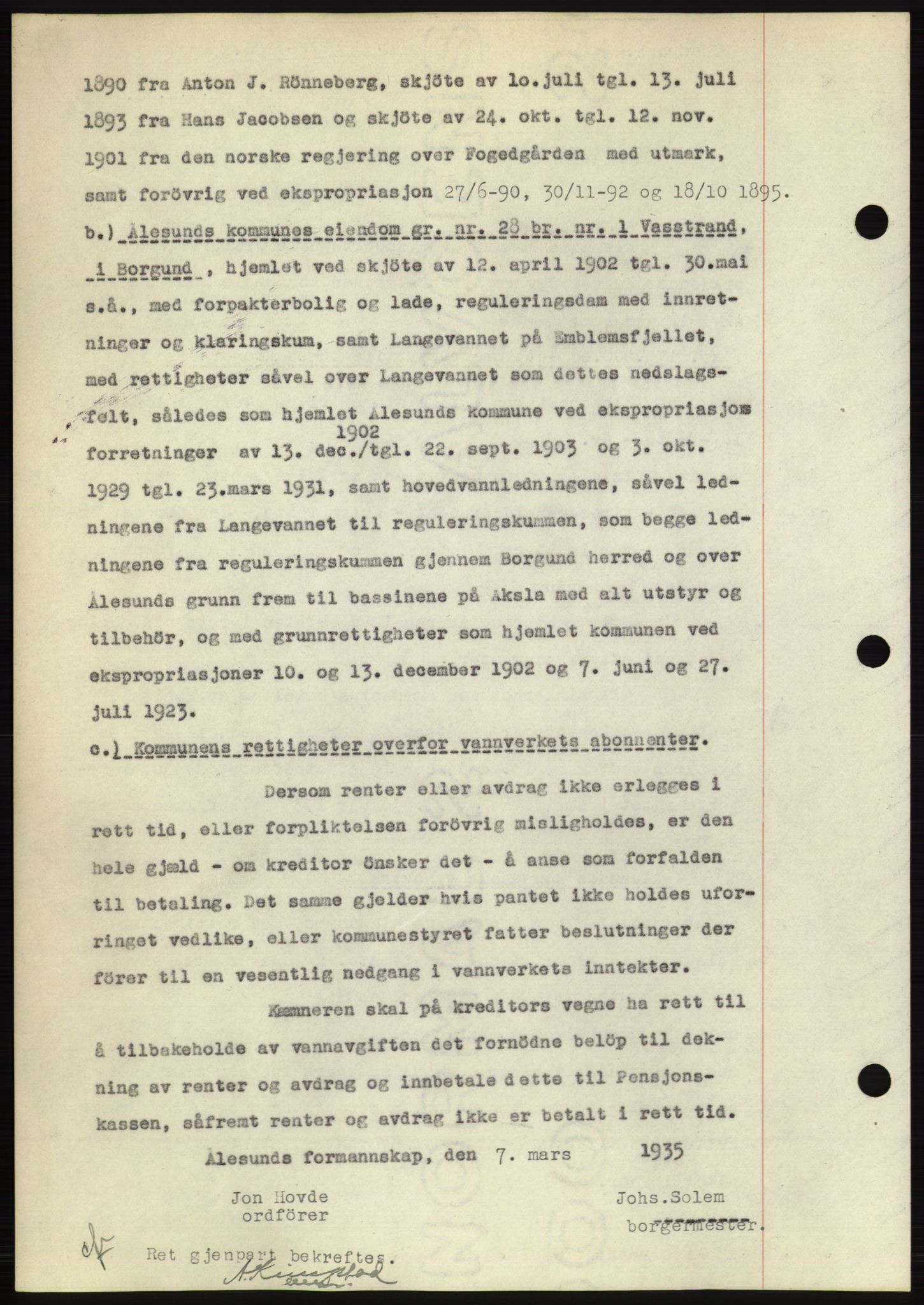 Ålesund byfogd, AV/SAT-A-4384: Pantebok nr. 32, 1934-1935, Tingl.dato: 08.03.1935