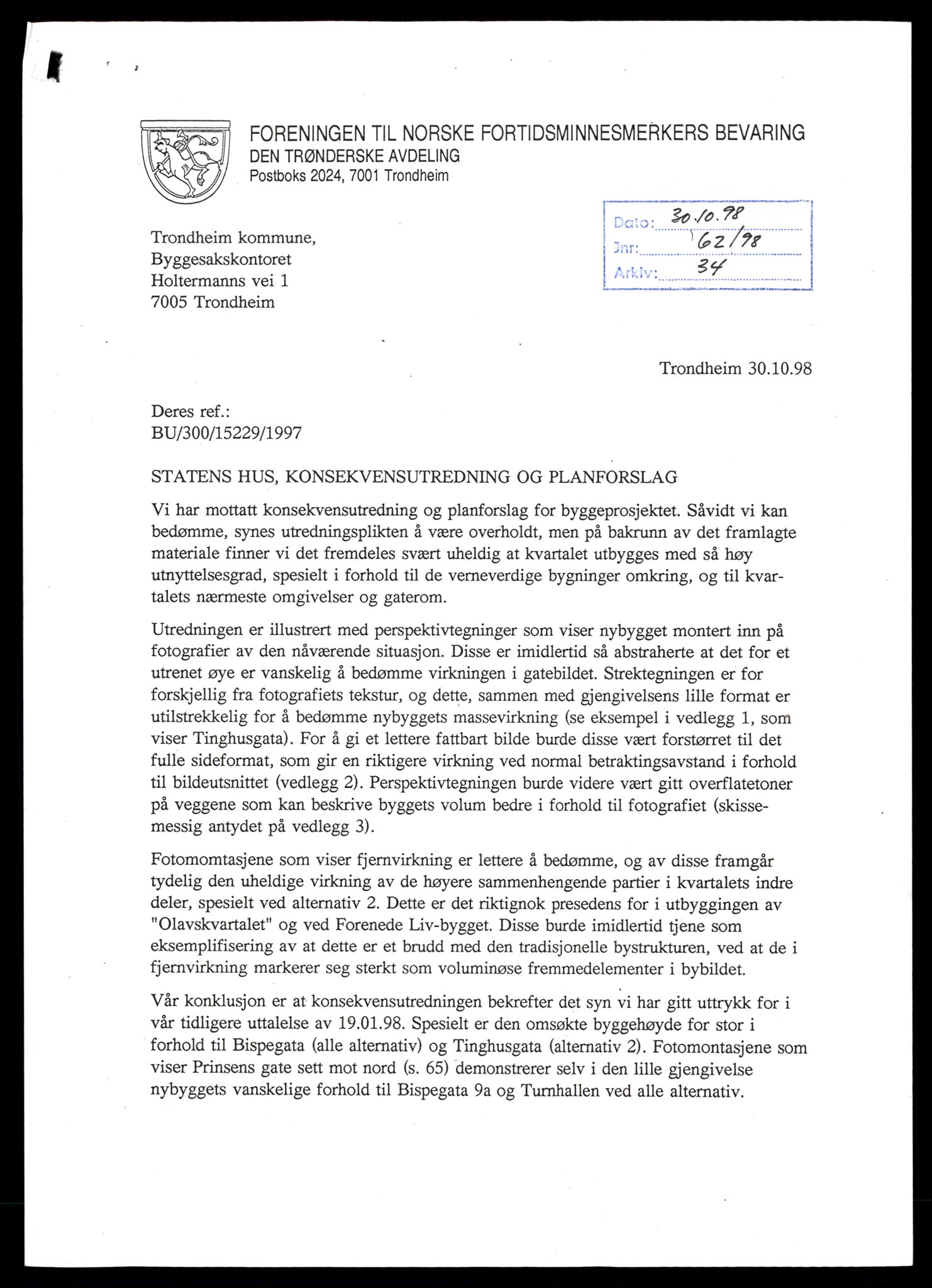 Fortidsminneforeningen, Den trønderske avdeling, AV/SAT-PA-0592/D/Da/L0037: Sakarkiv etter nøkkel, s. 229