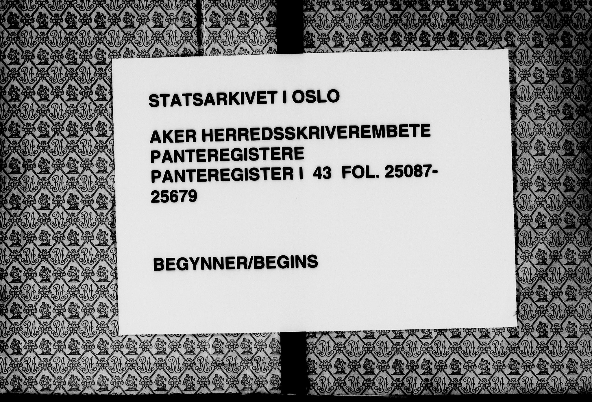 Aker herredsskriveri, SAO/A-10896/G/Ga/Gab/Gaba/L0043: Panteregister nr. I 43, 1918-1950