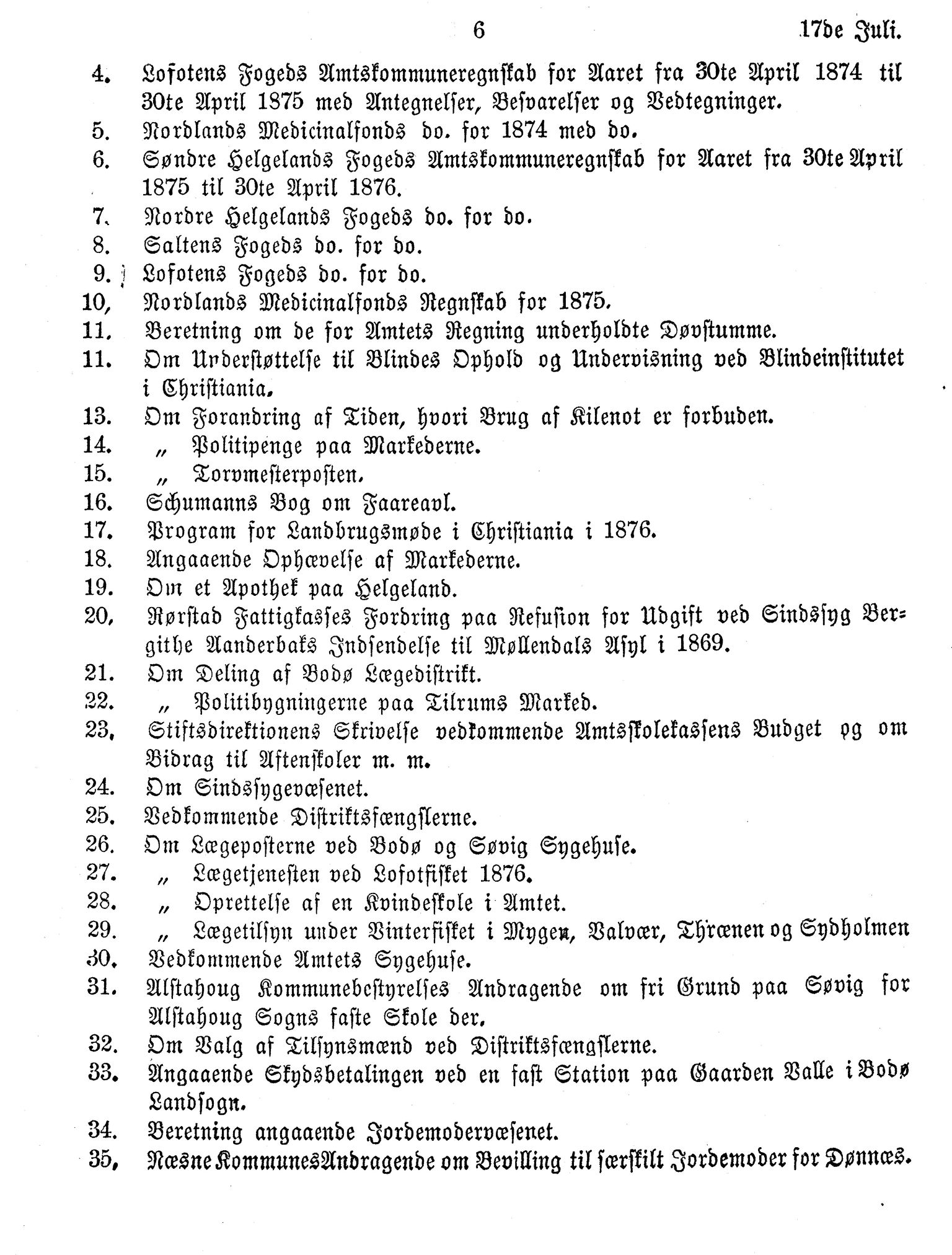 Nordland Fylkeskommune. Fylkestinget, AIN/NFK-17/176/A/Ac/L0010: Fylkestingsforhandlinger 1874-1880, 1874-1880