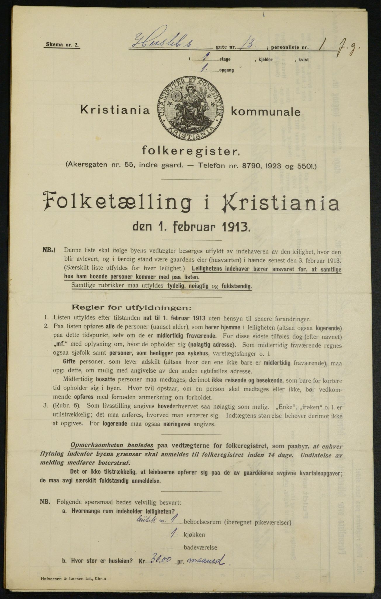 OBA, Kommunal folketelling 1.2.1913 for Kristiania, 1913, s. 39261