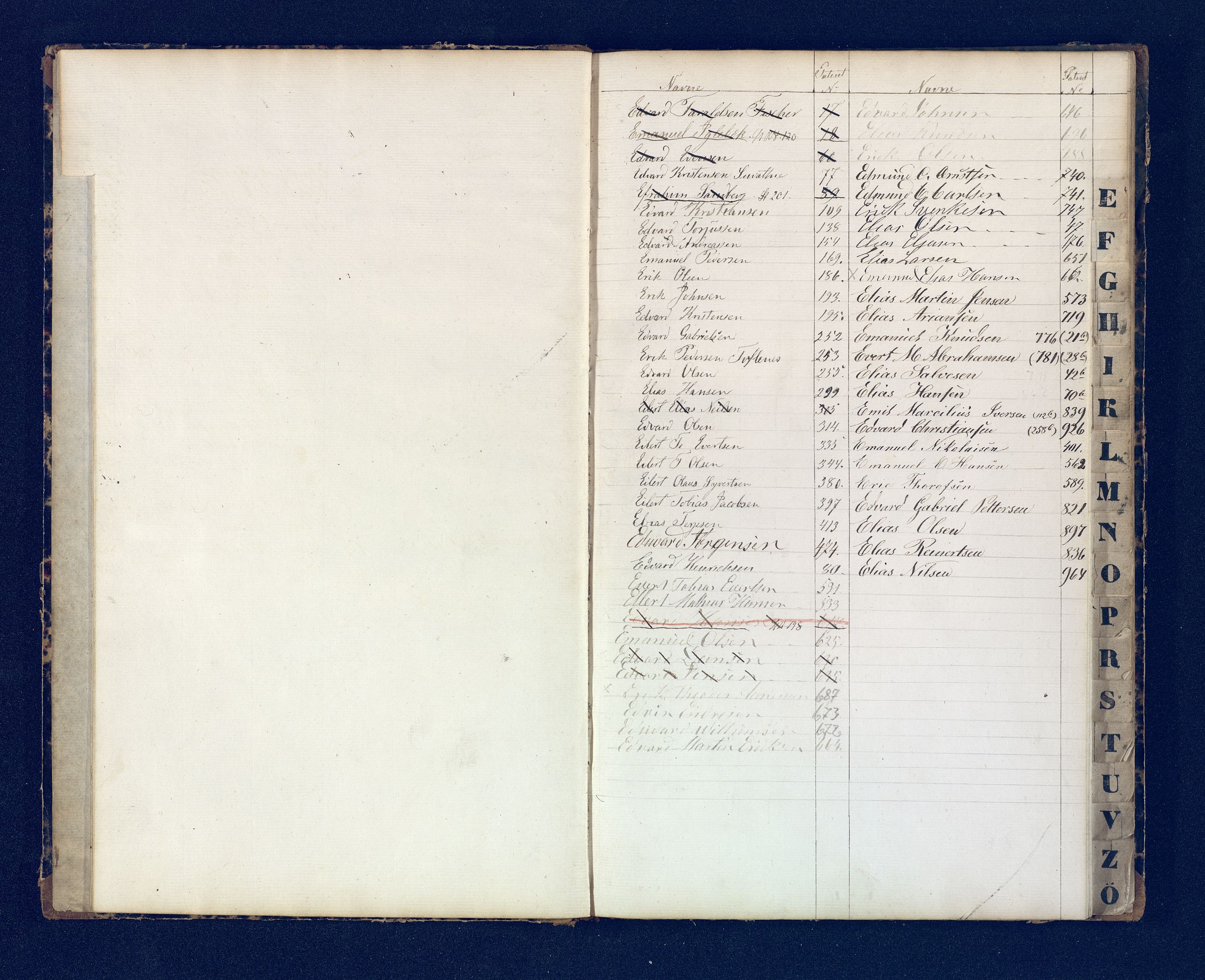 Mandal mønstringskrets, SAK/2031-0016/F/Fb/L0017/0001: Register til annontasjonsrulle og hovedrulle, Y-37 / Register til hovedrulle Y-19 (2 stykker), 1860-1866, s. 53
