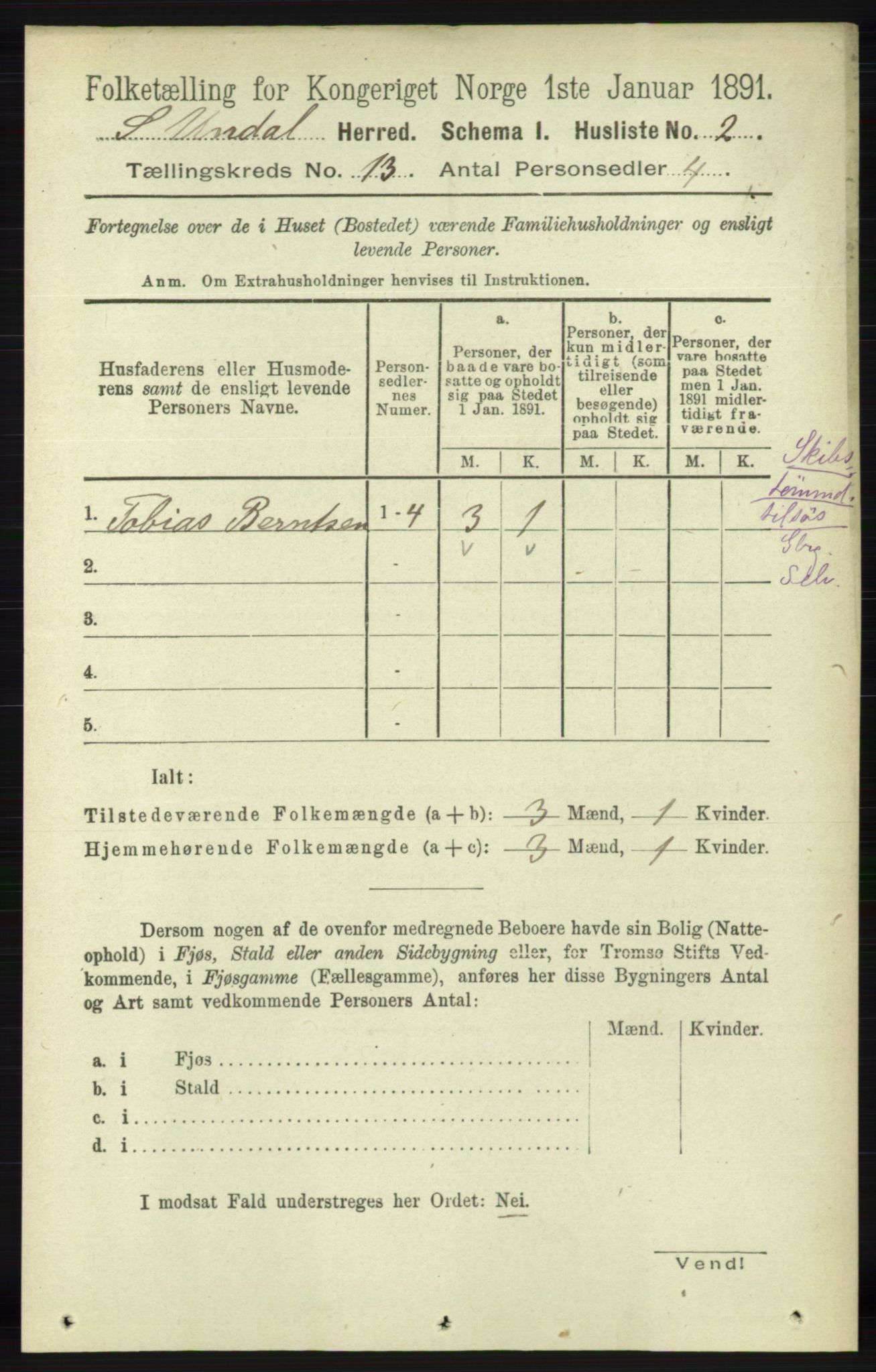 RA, Folketelling 1891 for 1029 Sør-Audnedal herred, 1891, s. 5740