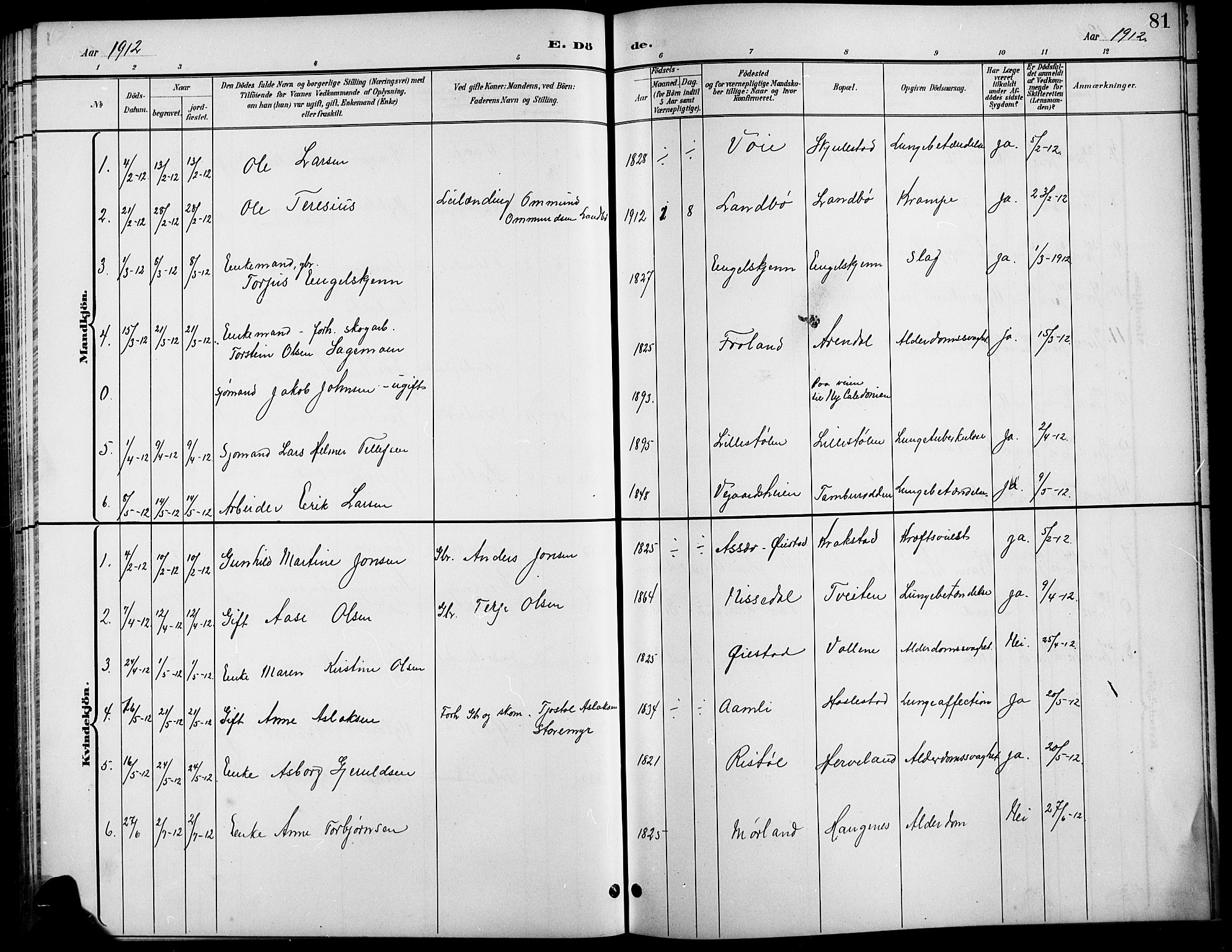 Austre Moland sokneprestkontor, SAK/1111-0001/F/Fb/Fba/L0004: Klokkerbok nr. B 4a, 1897-1913, s. 81