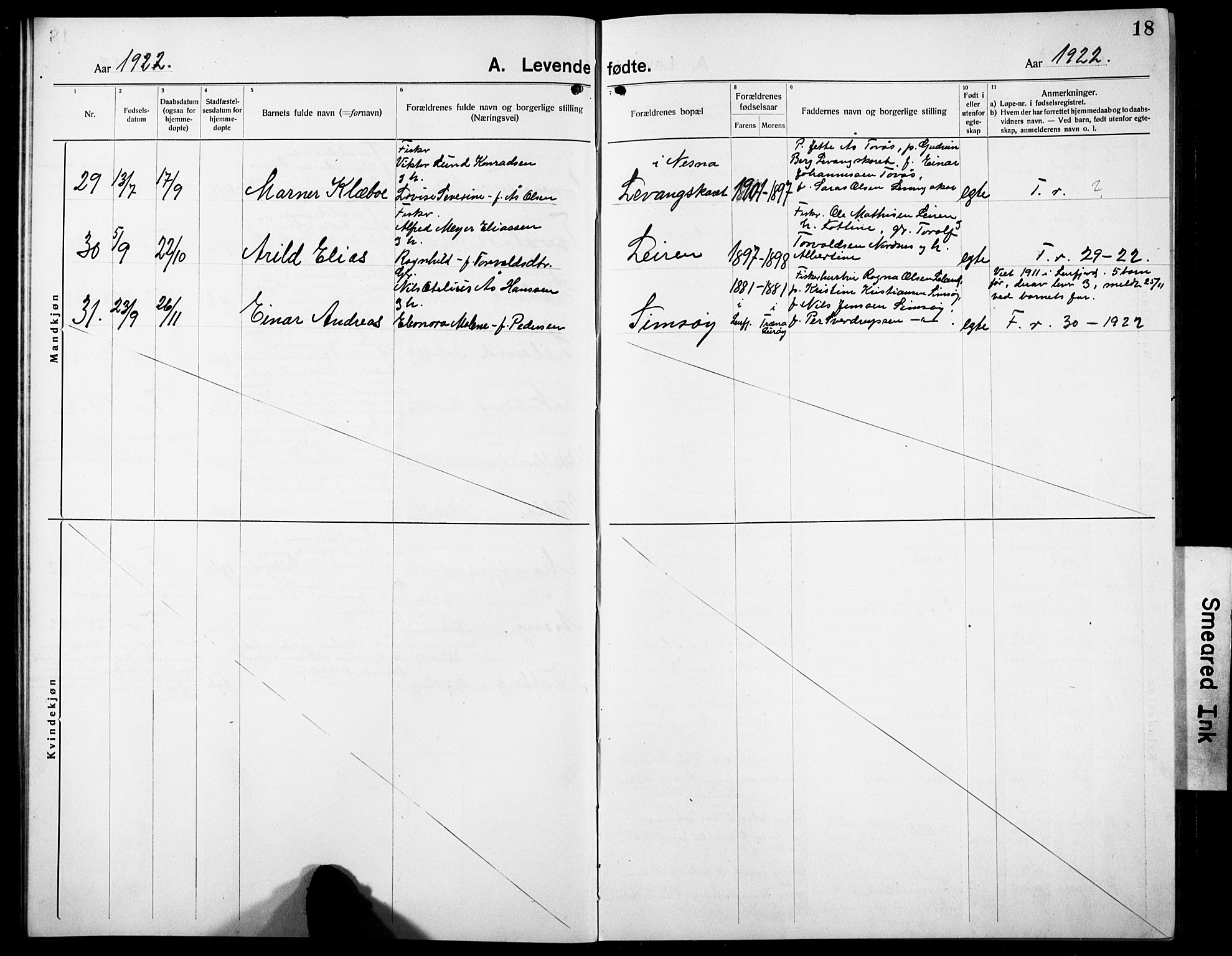 Ministerialprotokoller, klokkerbøker og fødselsregistre - Nordland, AV/SAT-A-1459/832/L0495: Klokkerbok nr. 832C02, 1920-1932, s. 18