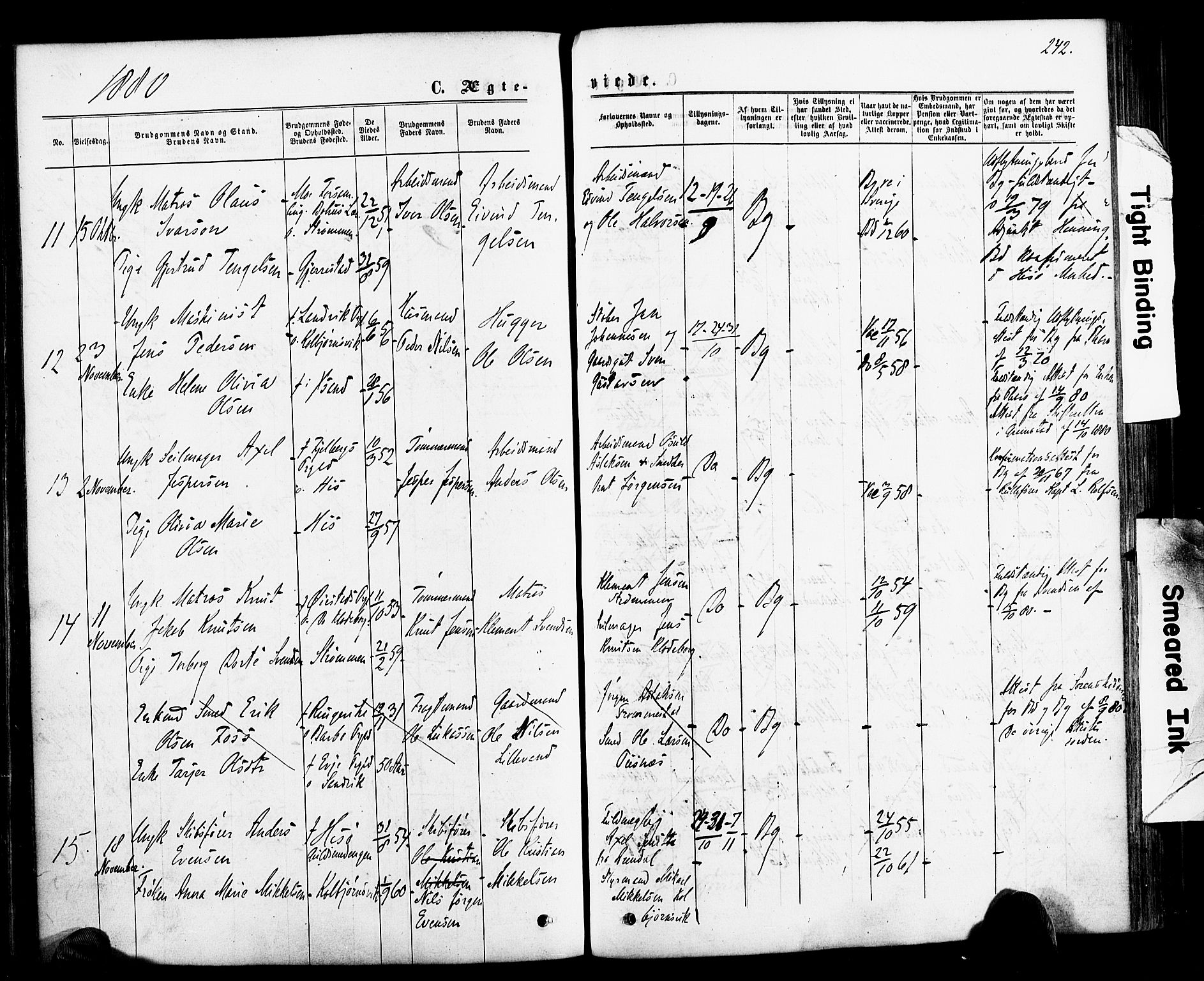 Hisøy sokneprestkontor, AV/SAK-1111-0020/F/Fa/L0002: Ministerialbok nr. A 2, 1872-1880, s. 242