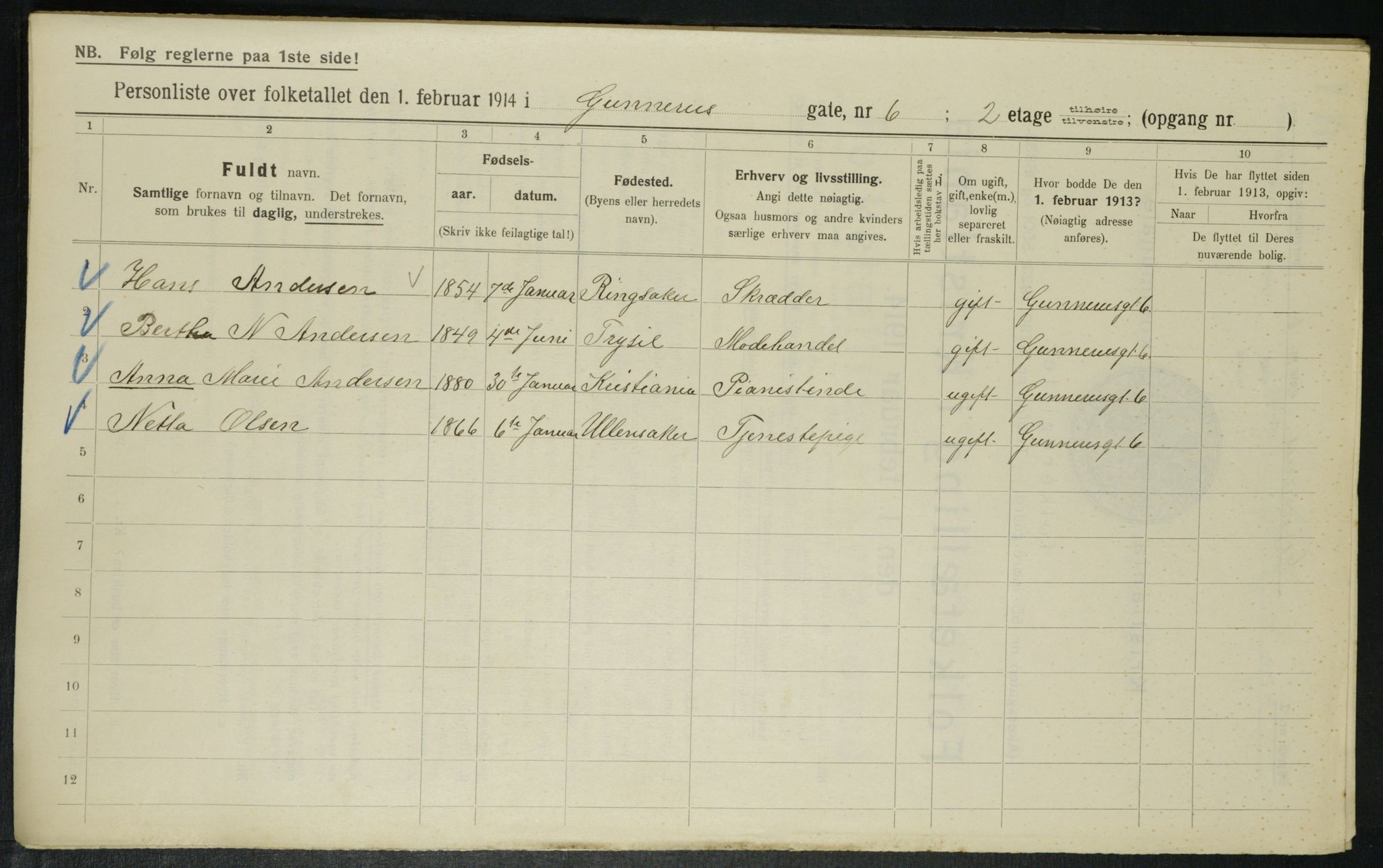 OBA, Kommunal folketelling 1.2.1914 for Kristiania, 1914, s. 5225