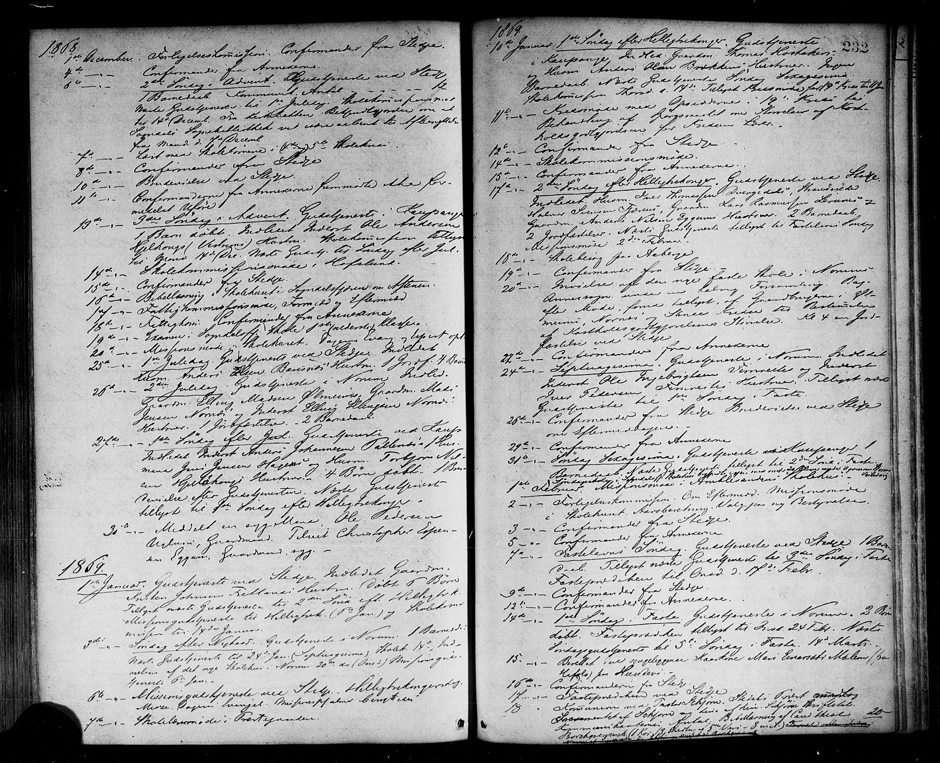 Sogndal sokneprestembete, AV/SAB-A-81301/H/Haa/Haaa/L0014: Ministerialbok nr. A 14, 1864-1877, s. 232