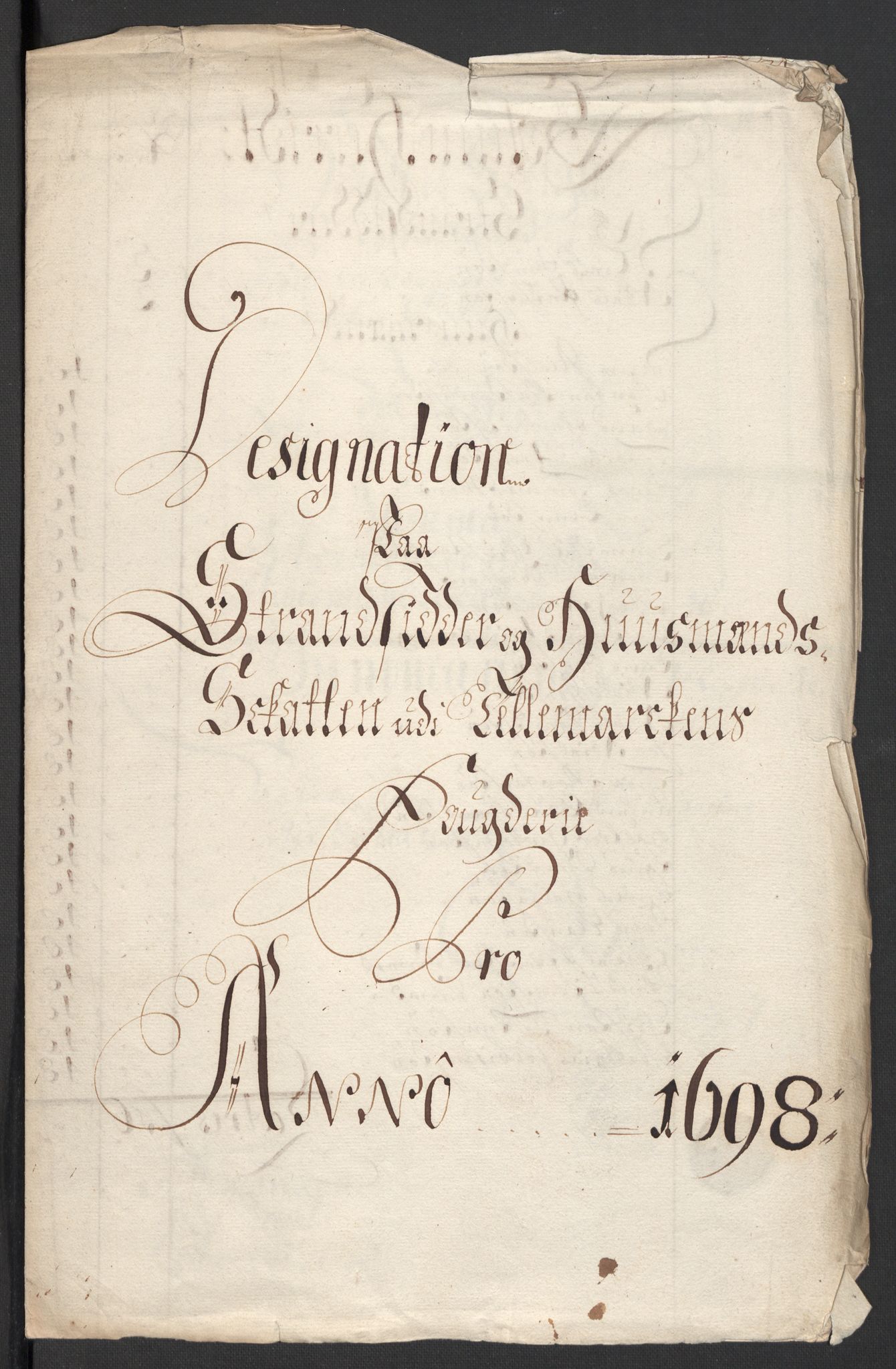 Rentekammeret inntil 1814, Reviderte regnskaper, Fogderegnskap, RA/EA-4092/R36/L2099: Fogderegnskap Øvre og Nedre Telemark og Bamble, 1698, s. 3