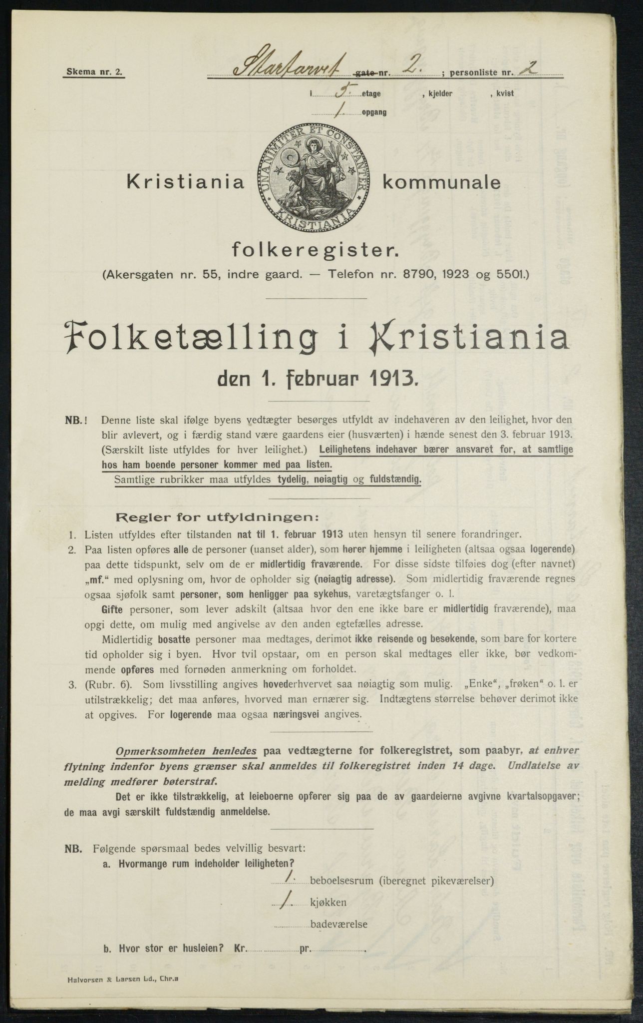 OBA, Kommunal folketelling 1.2.1913 for Kristiania, 1913, s. 103681