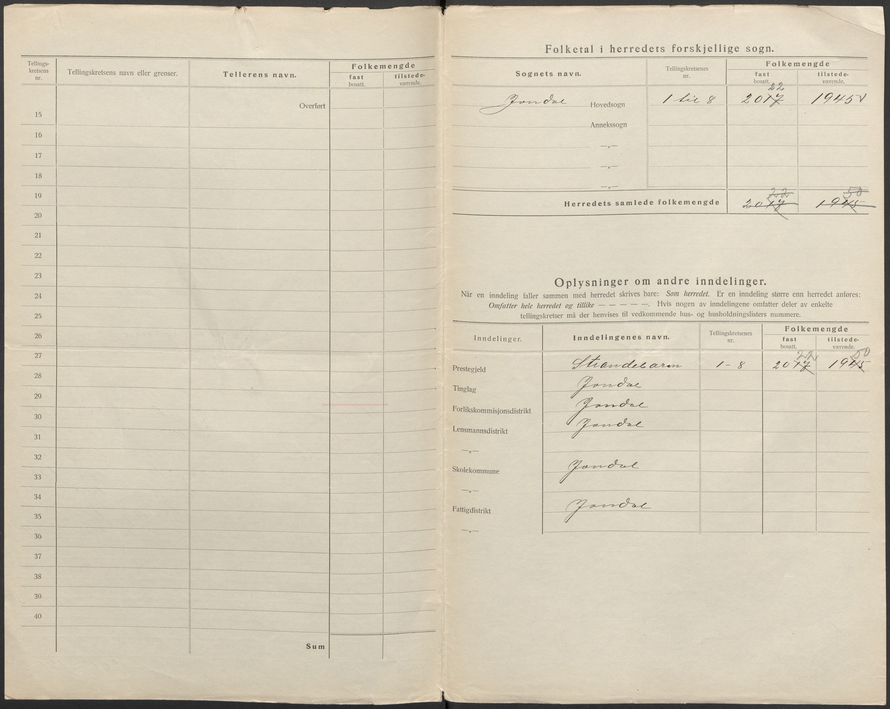 SAB, Folketelling 1920 for 1227 Jondal herred, 1920, s. 3