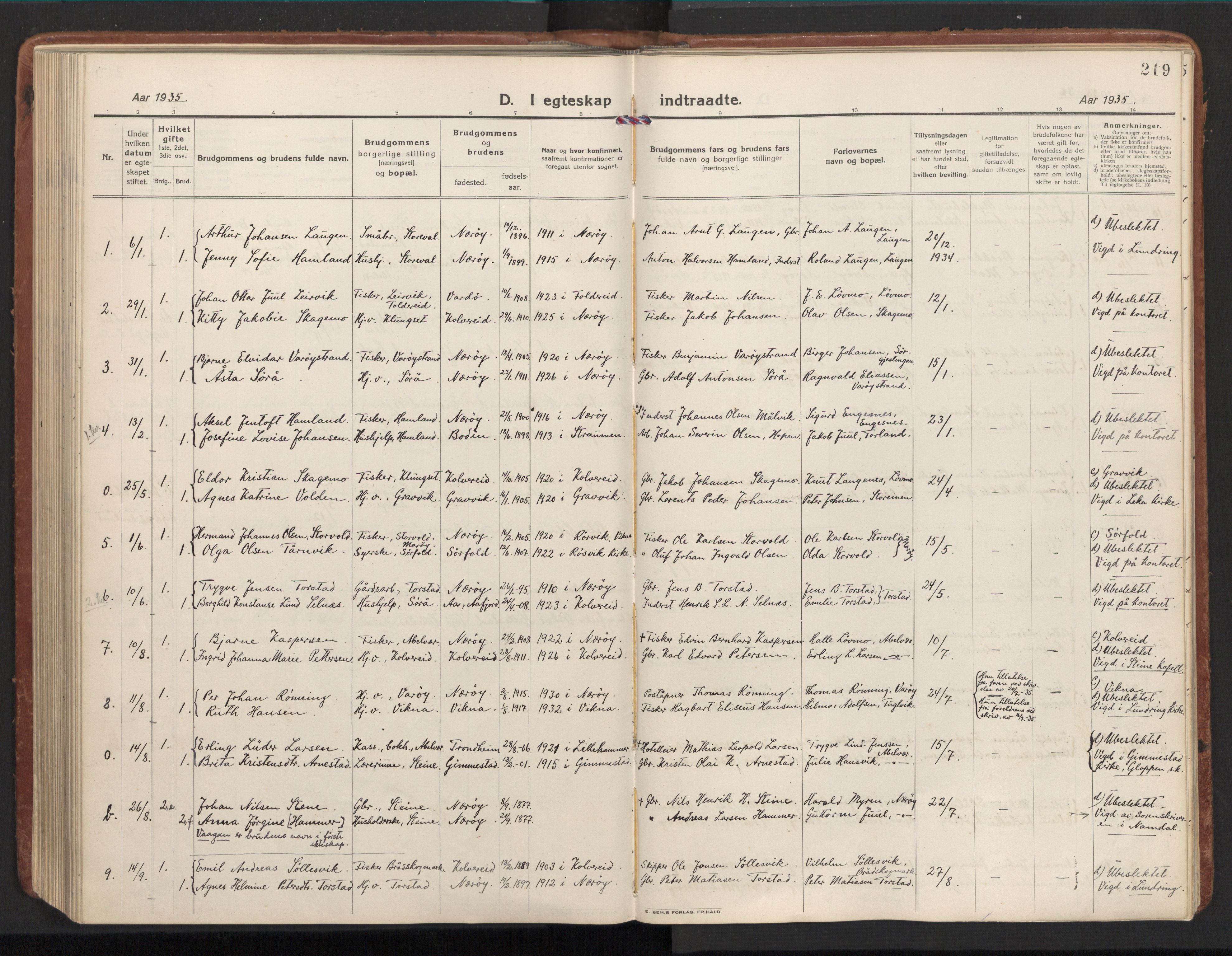 Ministerialprotokoller, klokkerbøker og fødselsregistre - Nord-Trøndelag, AV/SAT-A-1458/784/L0678: Ministerialbok nr. 784A13, 1921-1938, s. 219