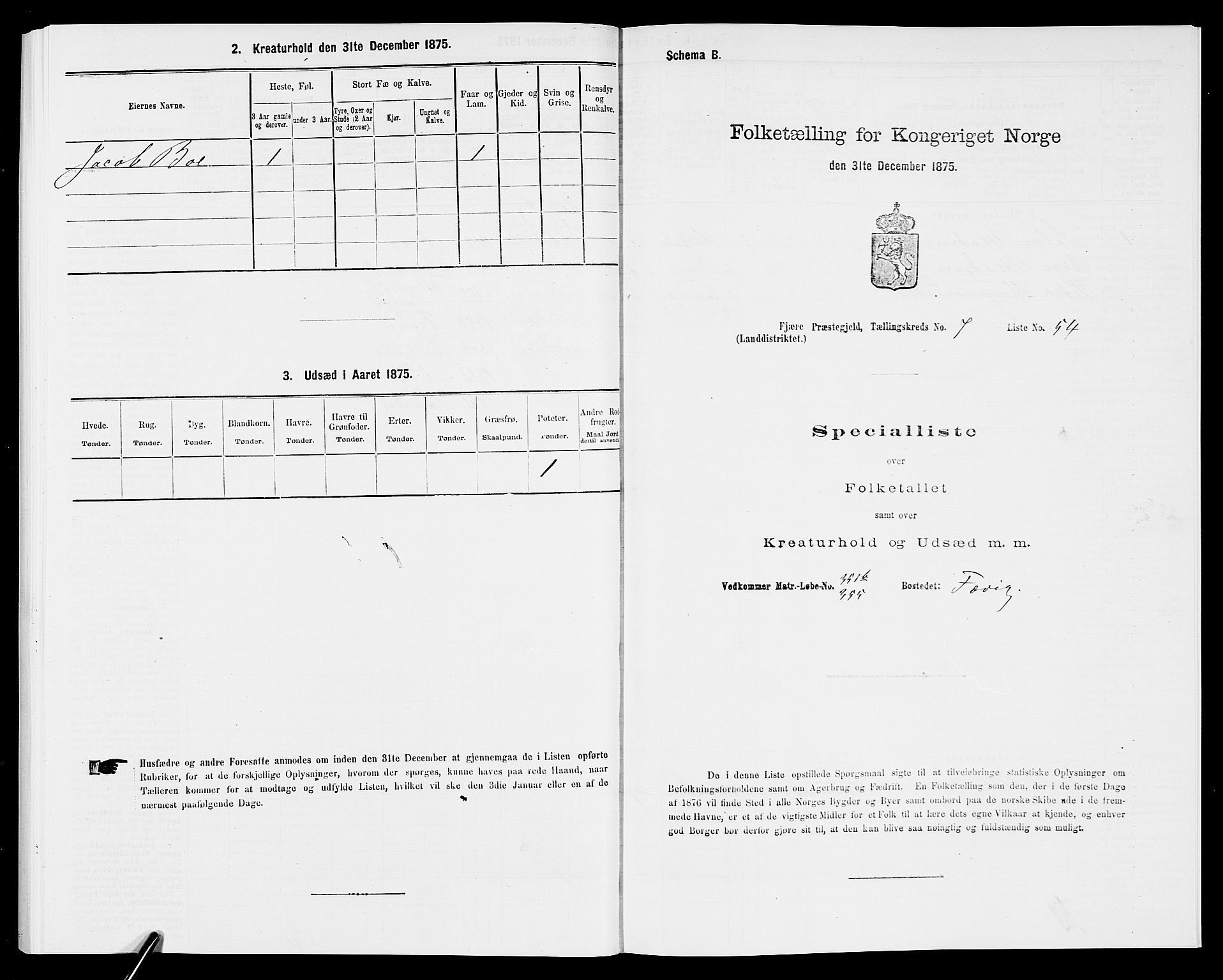 SAK, Folketelling 1875 for 0923L Fjære prestegjeld, Fjære sokn, 1875, s. 1659