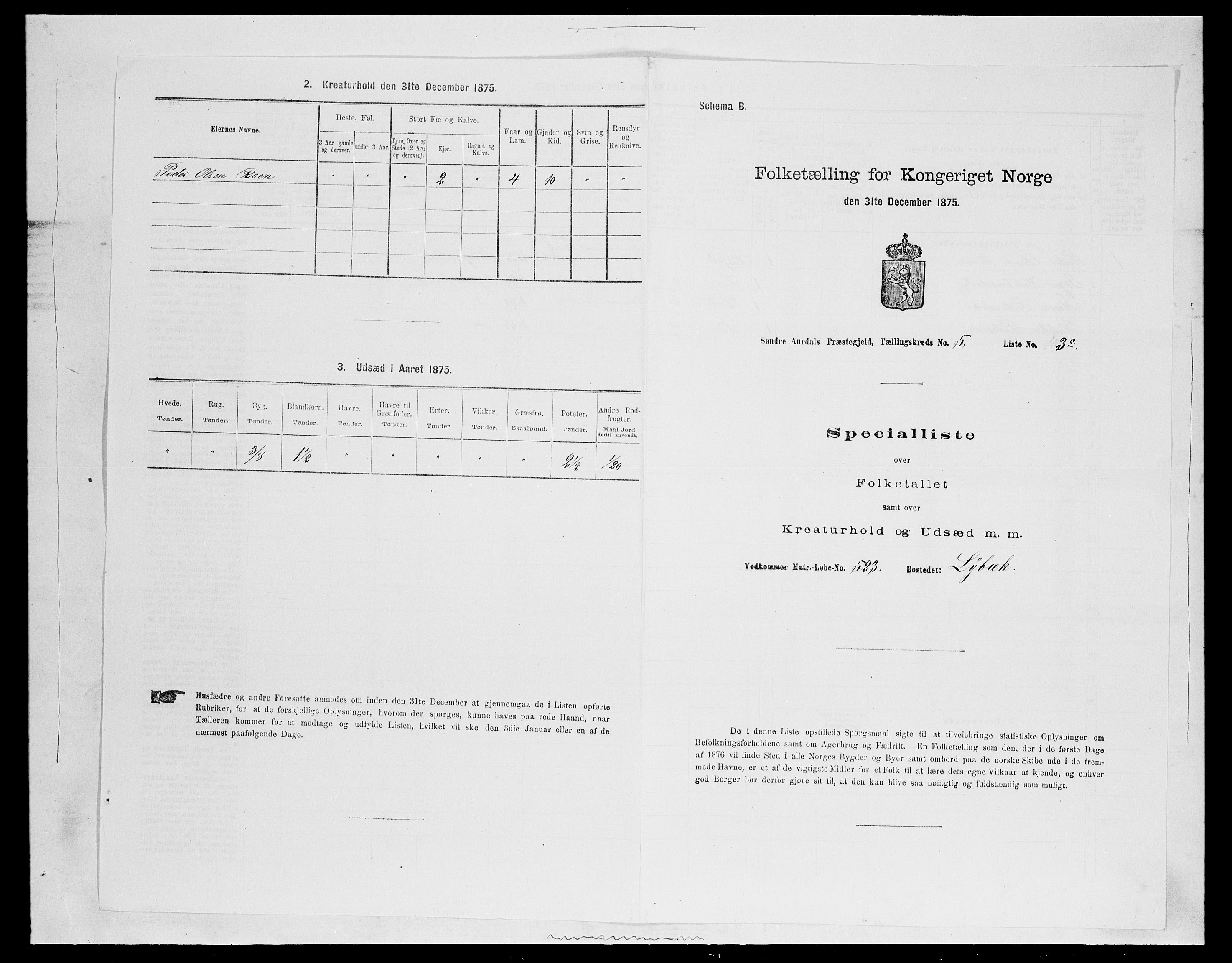 SAH, Folketelling 1875 for 0540P Sør-Aurdal prestegjeld, 1875, s. 950