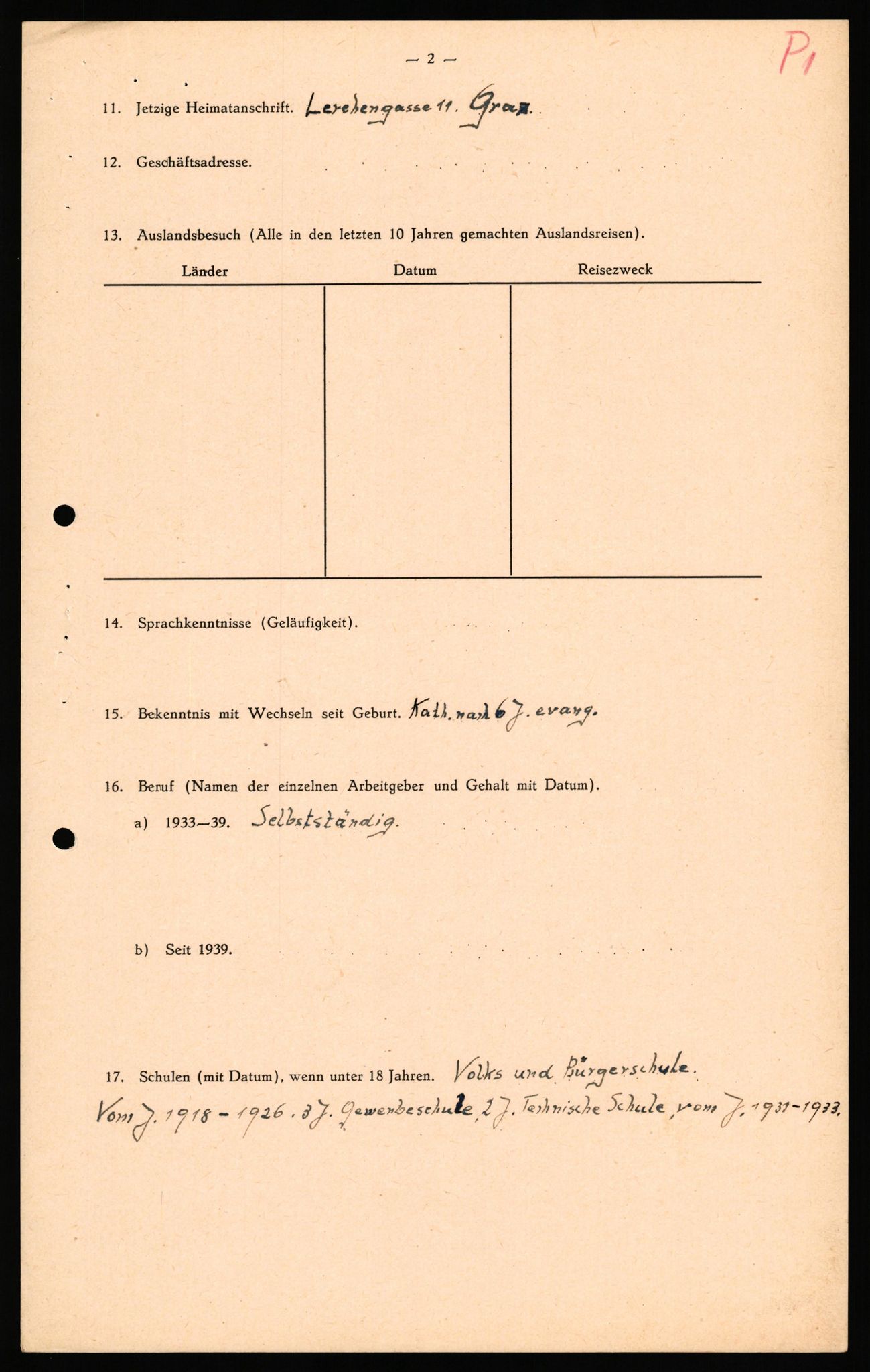 Forsvaret, Forsvarets overkommando II, AV/RA-RAFA-3915/D/Db/L0040: CI Questionaires. Tyske okkupasjonsstyrker i Norge. Østerrikere., 1945-1946, s. 62