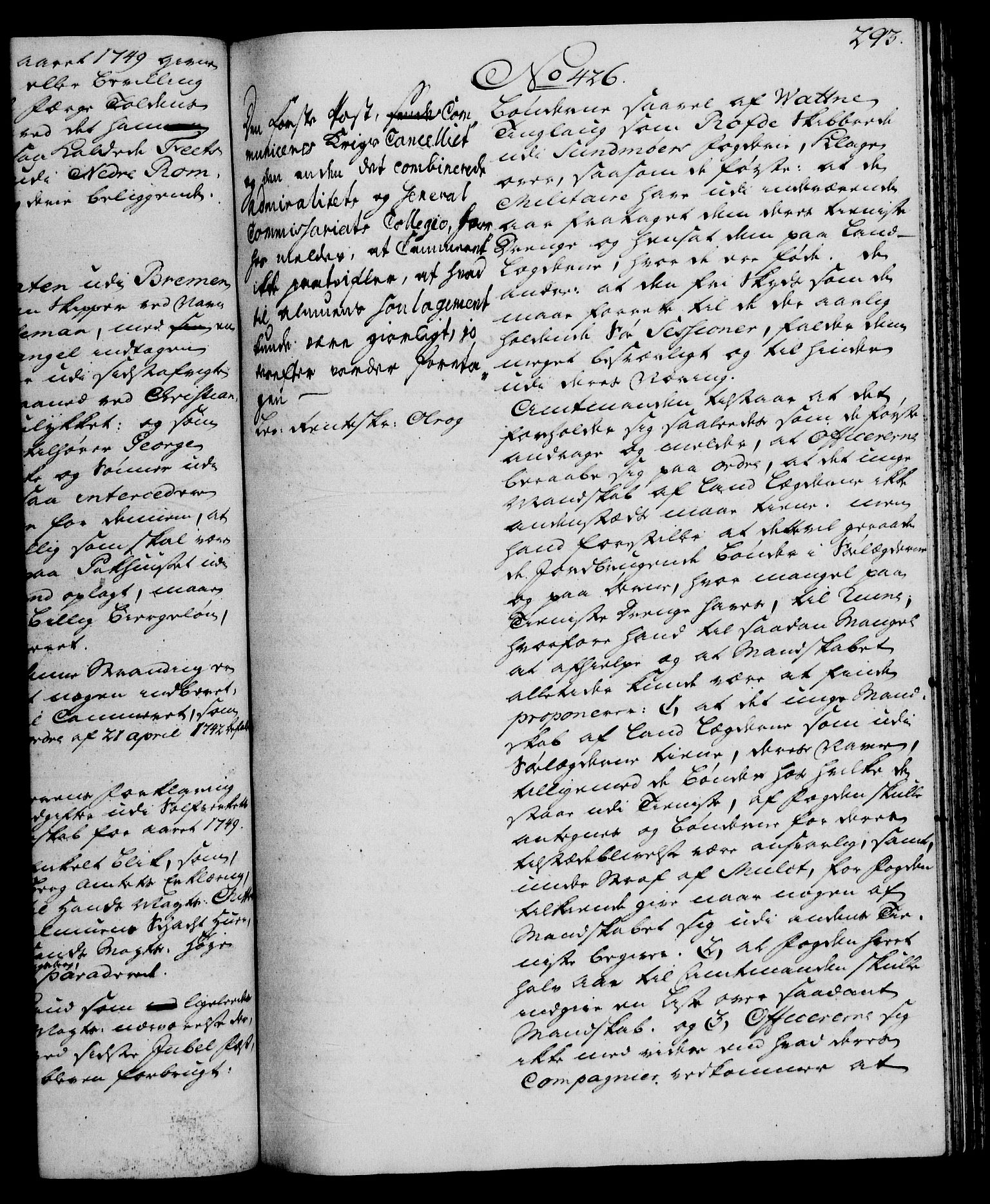 Rentekammeret, Kammerkanselliet, RA/EA-3111/G/Gh/Gha/L0030: Norsk ekstraktmemorialprotokoll (merket RK 53.75), 1749-1751, s. 293