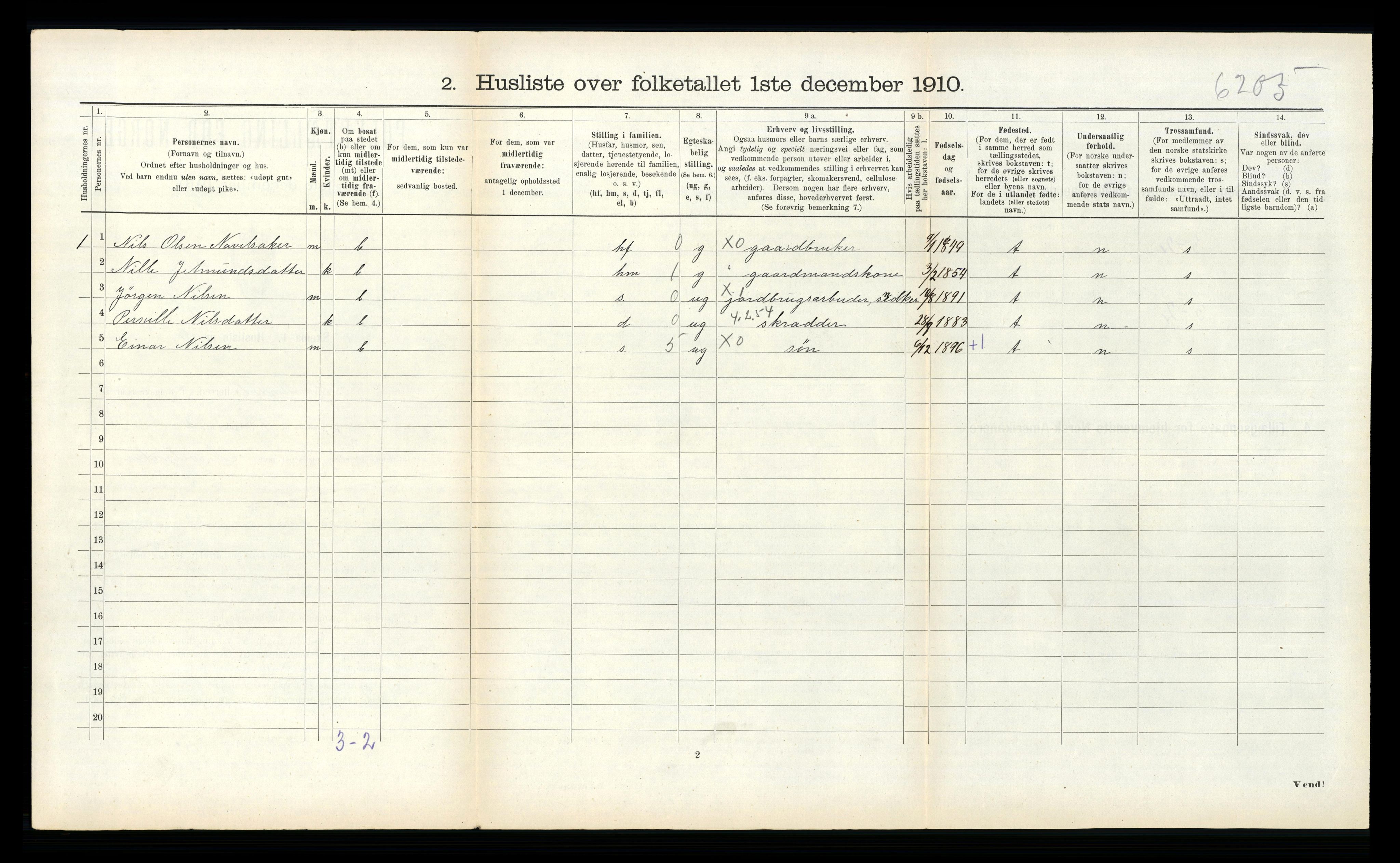 RA, Folketelling 1910 for 1444 Hornindal herred, 1910, s. 105