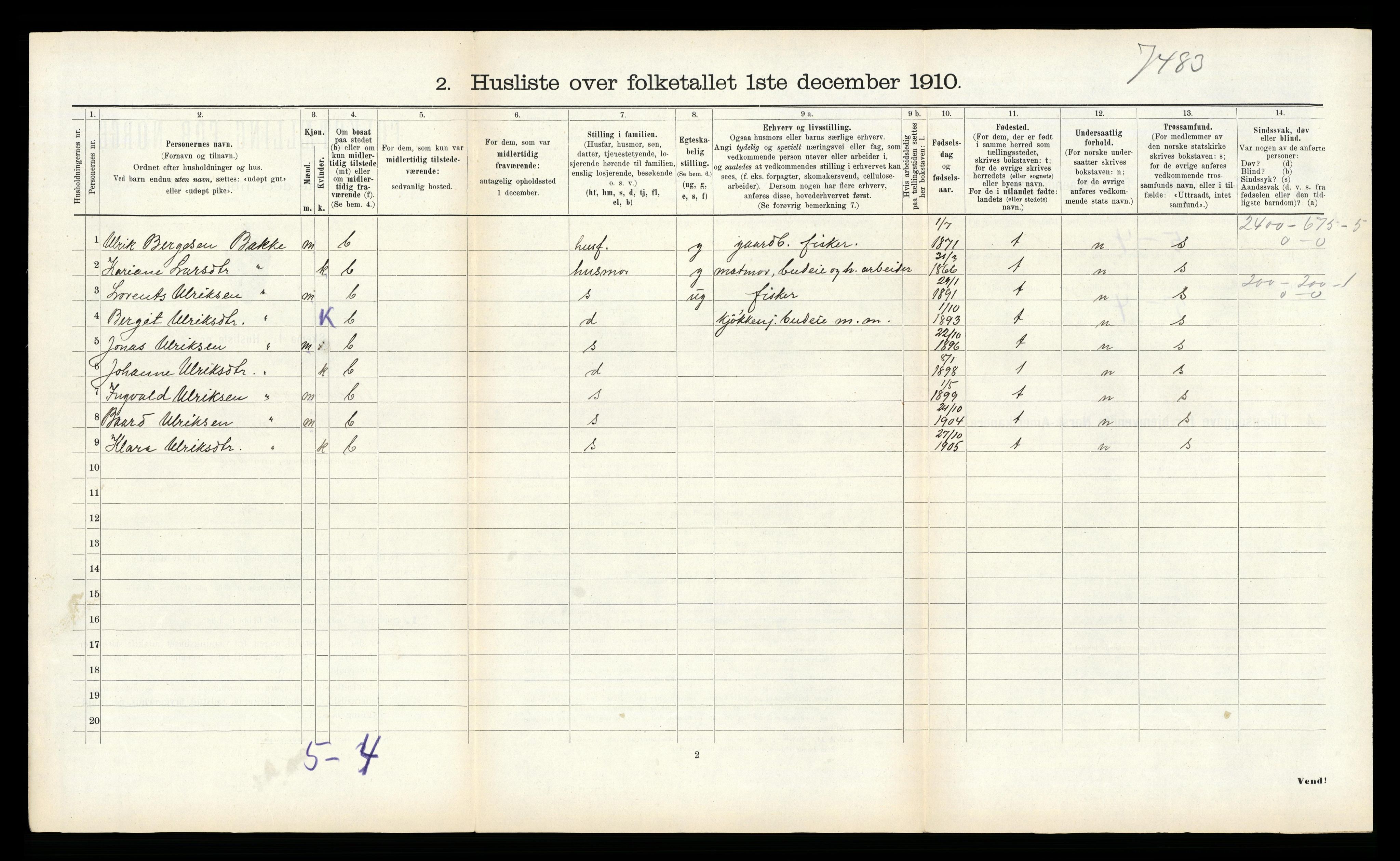 RA, Folketelling 1910 for 1438 Bremanger herred, 1910, s. 560