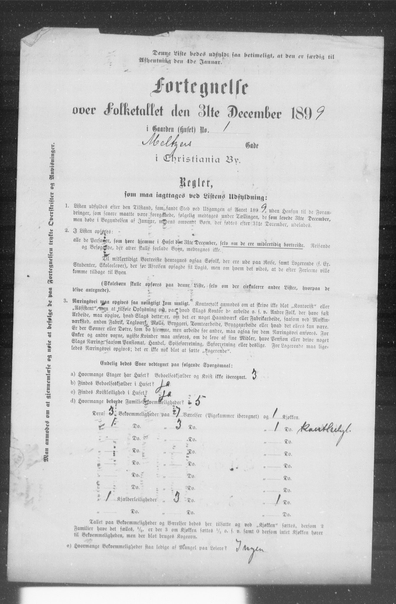OBA, Kommunal folketelling 31.12.1899 for Kristiania kjøpstad, 1899, s. 8488