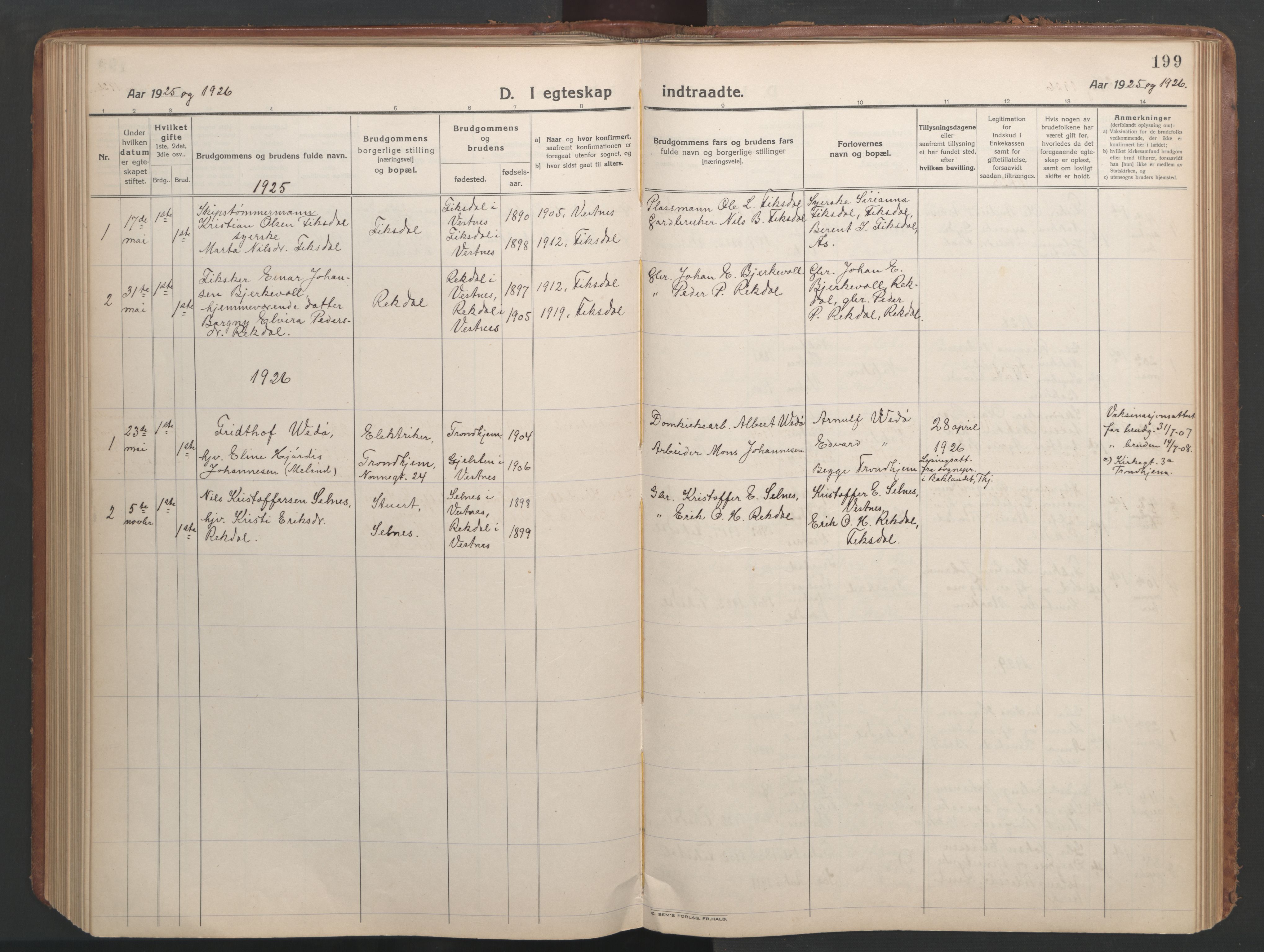 Ministerialprotokoller, klokkerbøker og fødselsregistre - Møre og Romsdal, AV/SAT-A-1454/540/L0542: Klokkerbok nr. 540C02, 1921-1967, s. 199