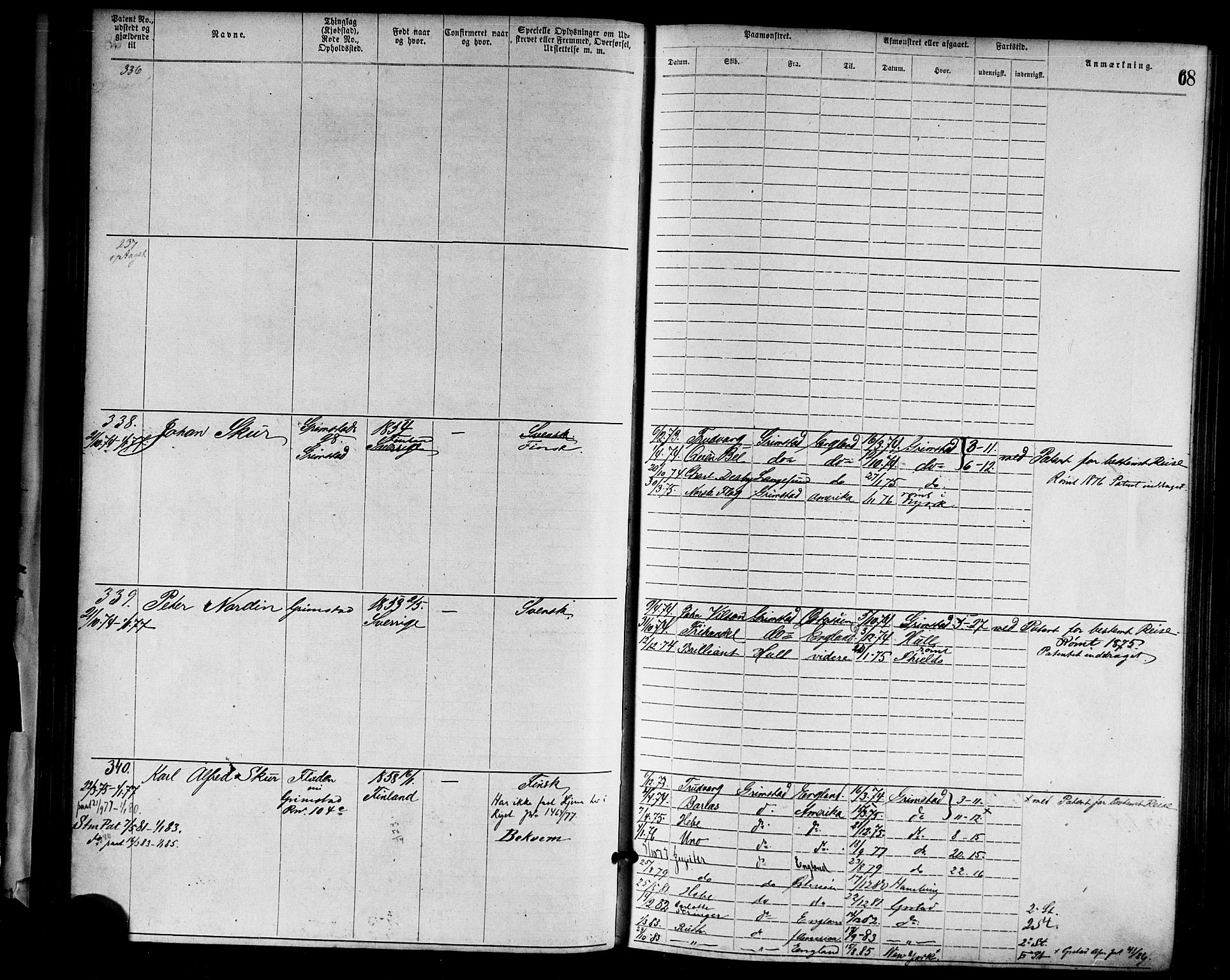Grimstad mønstringskrets, SAK/2031-0013/F/Fa/L0001: Annotasjonsrulle nr 1-1920 med register, F-1, 1870-1892, s. 90