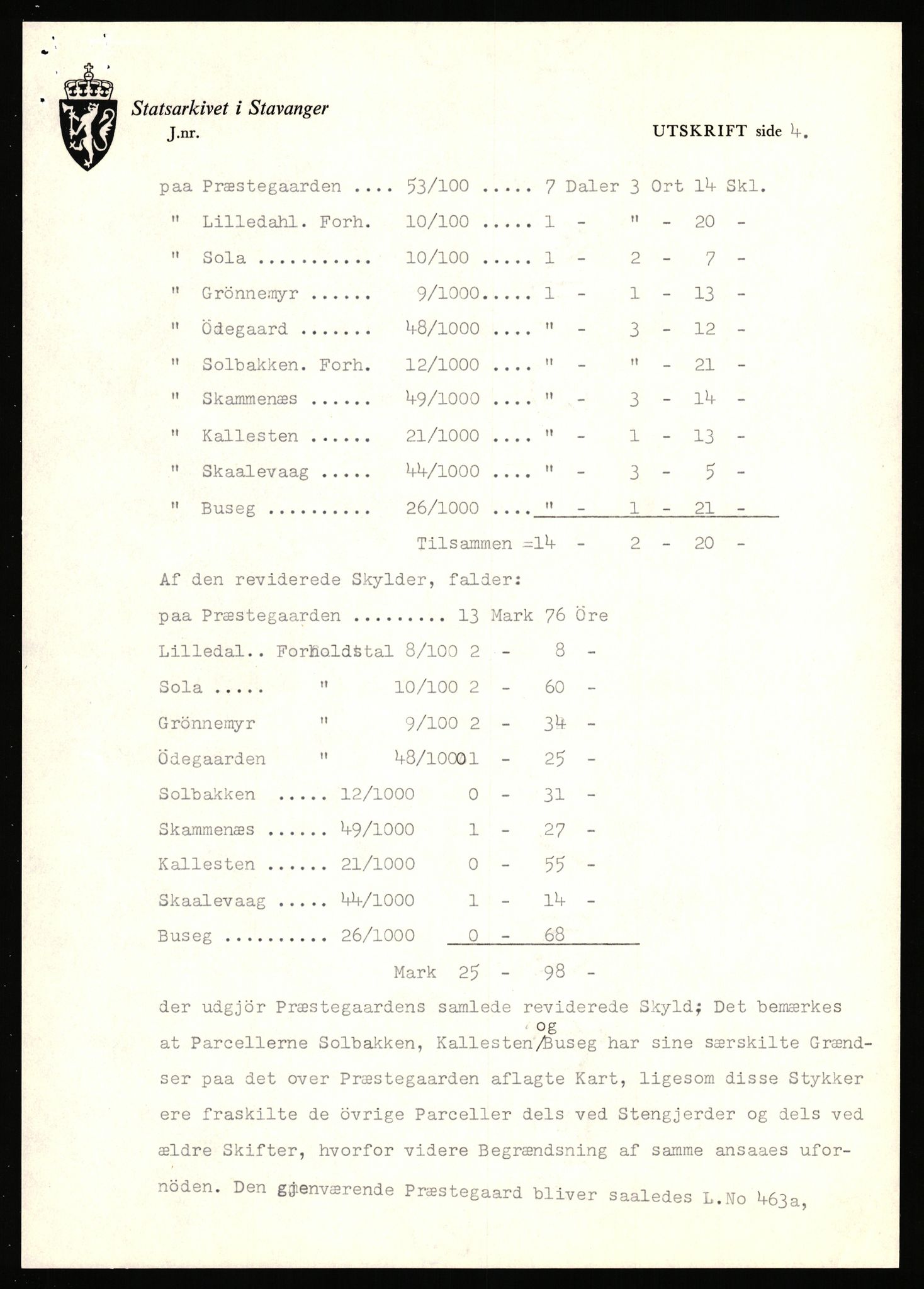 Statsarkivet i Stavanger, AV/SAST-A-101971/03/Y/Yj/L0066: Avskrifter sortert etter gårdsnavn: Pedersro - Prestegården i Suldal, 1750-1930, s. 594