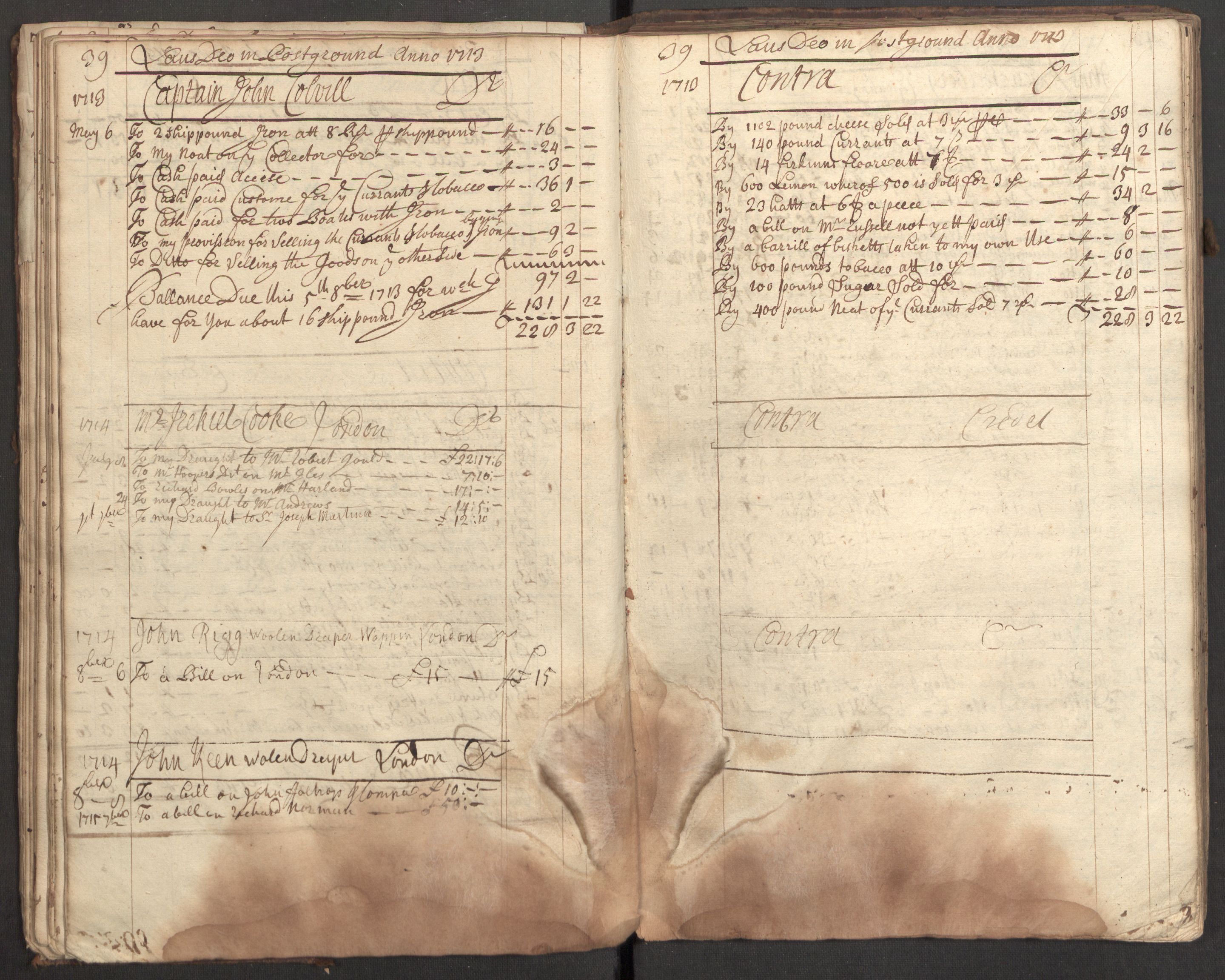 Bowman, James, RA/PA-0067/F/L0002/0001: Kontobok og skiftepapirer / James Bowmans kontobok, 1708-1728, s. 41