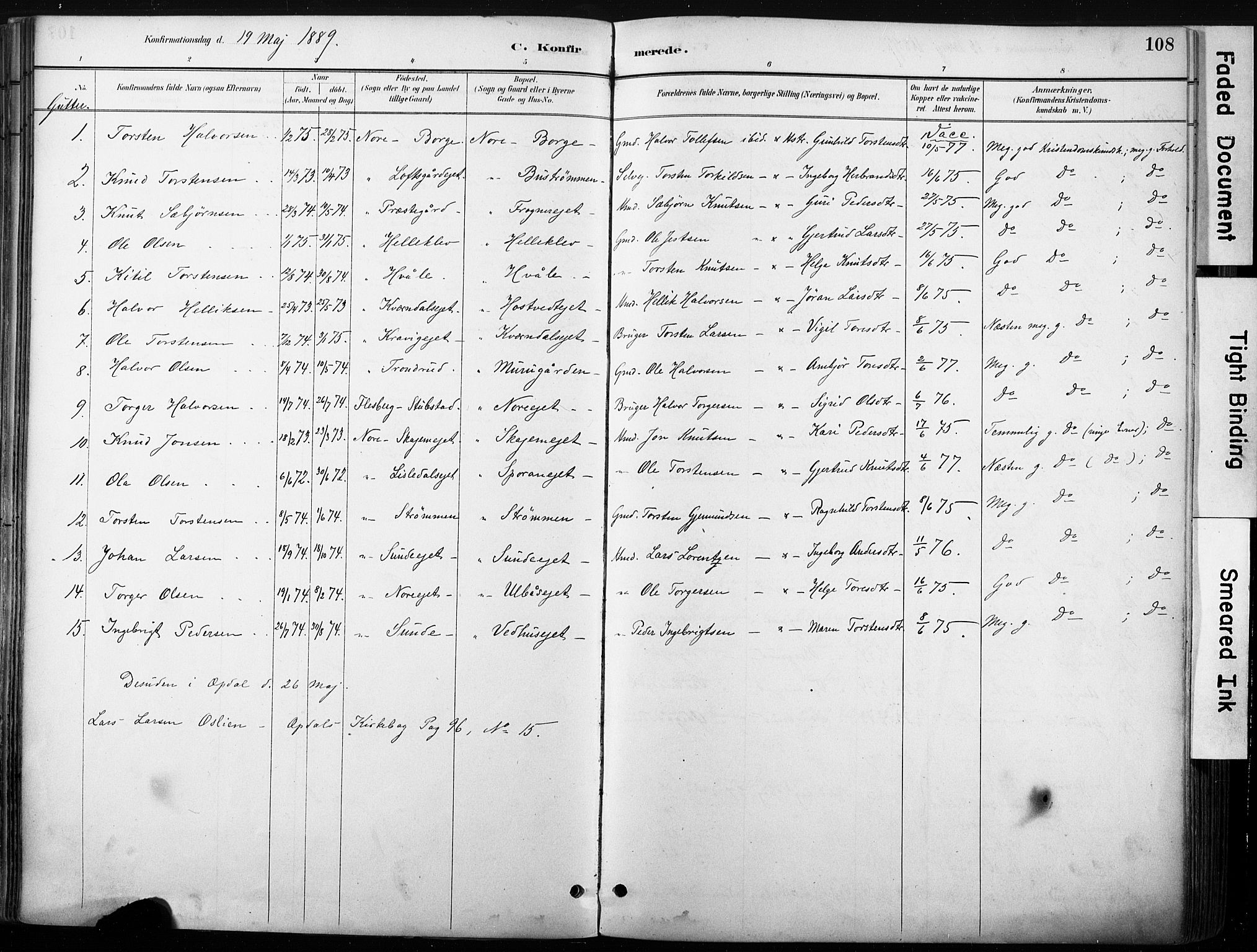 Nore kirkebøker, AV/SAKO-A-238/F/Fb/L0002: Ministerialbok nr. II 2, 1886-1906, s. 108