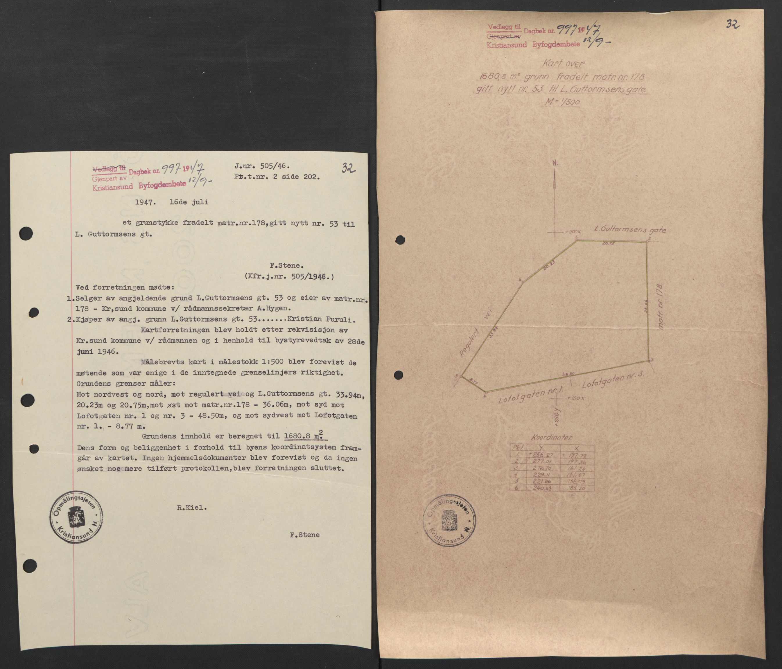 Kristiansund byfogd, AV/SAT-A-4587/A/27: Pantebok nr. 42, 1947-1950, Dagboknr: 997/1947