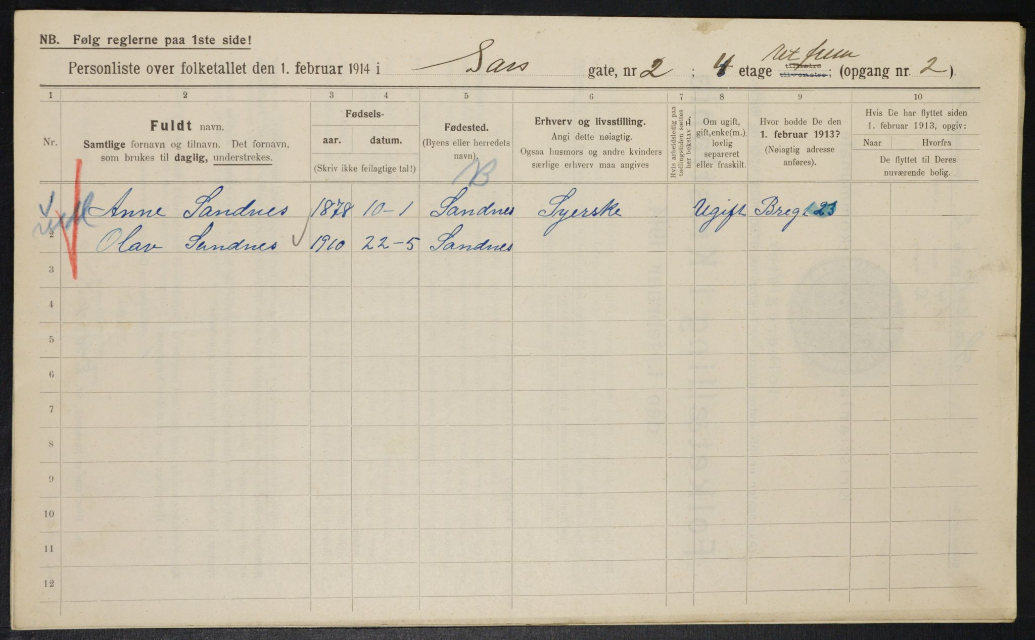 OBA, Kommunal folketelling 1.2.1914 for Kristiania, 1914, s. 89069