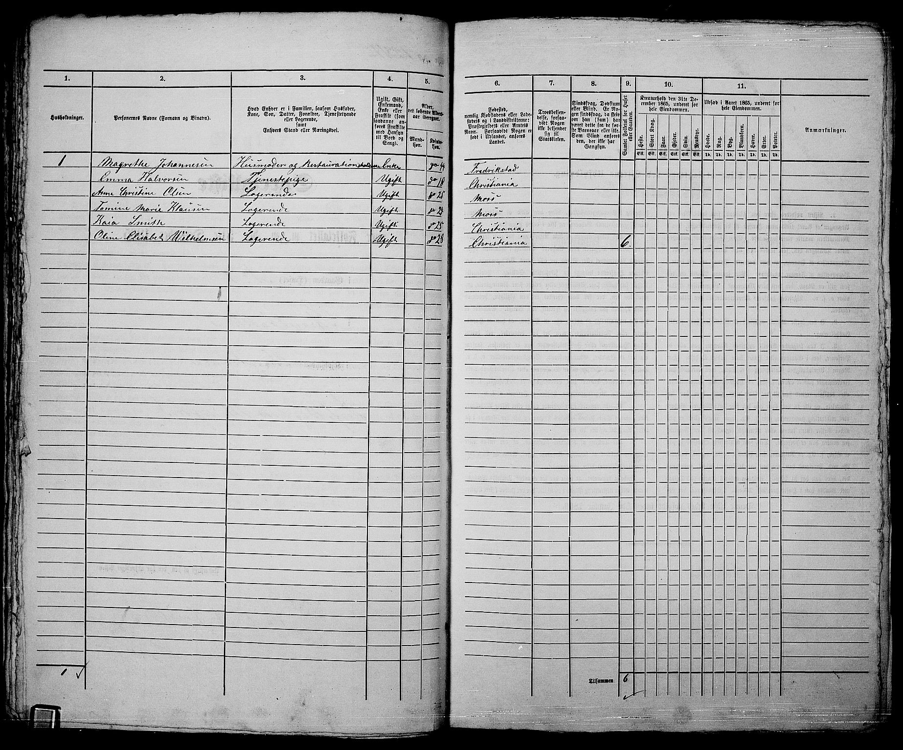 RA, Folketelling 1865 for 0301 Kristiania kjøpstad, 1865, s. 2813