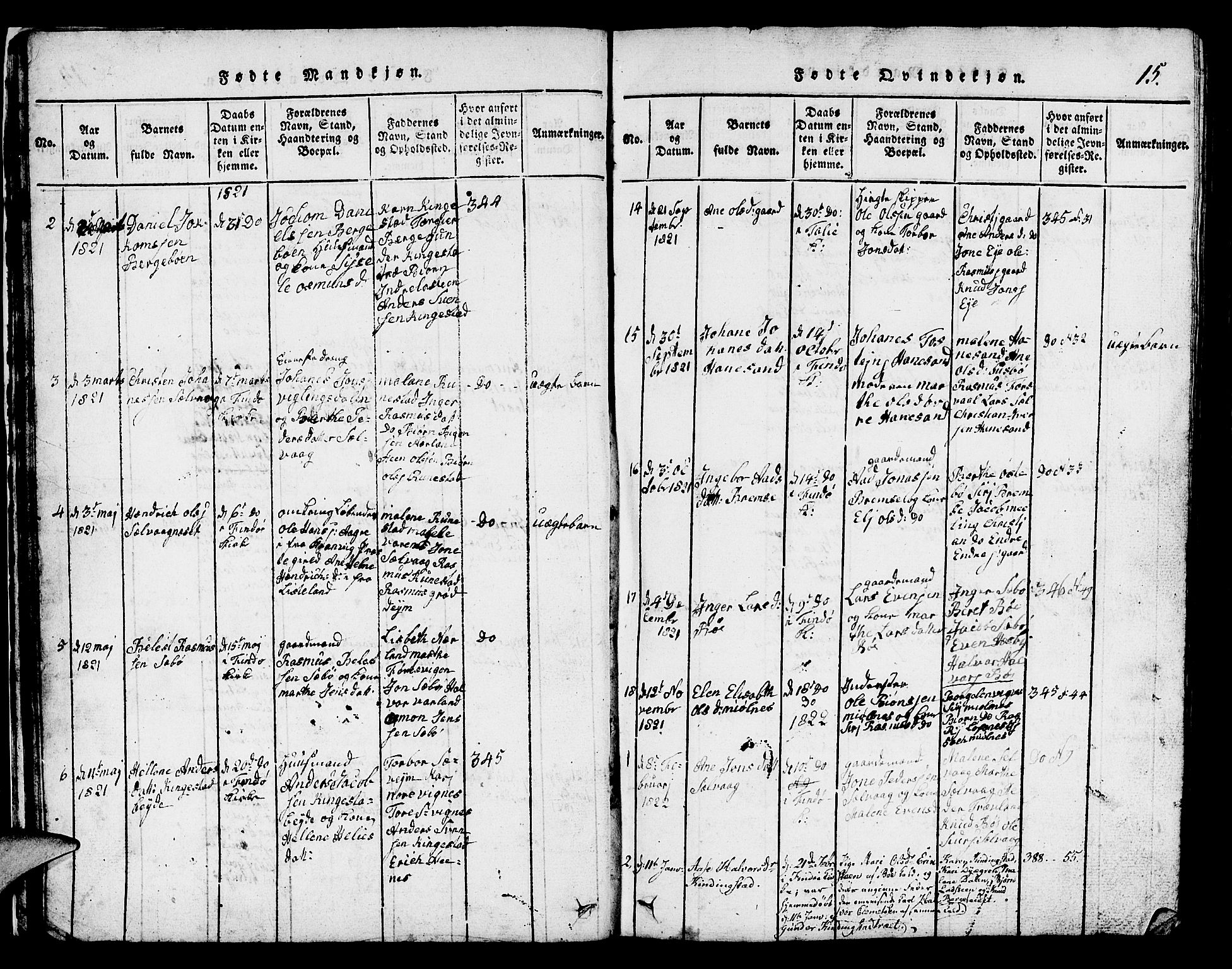 Finnøy sokneprestkontor, SAST/A-101825/H/Ha/Hab/L0001: Klokkerbok nr. B 1, 1816-1856, s. 15