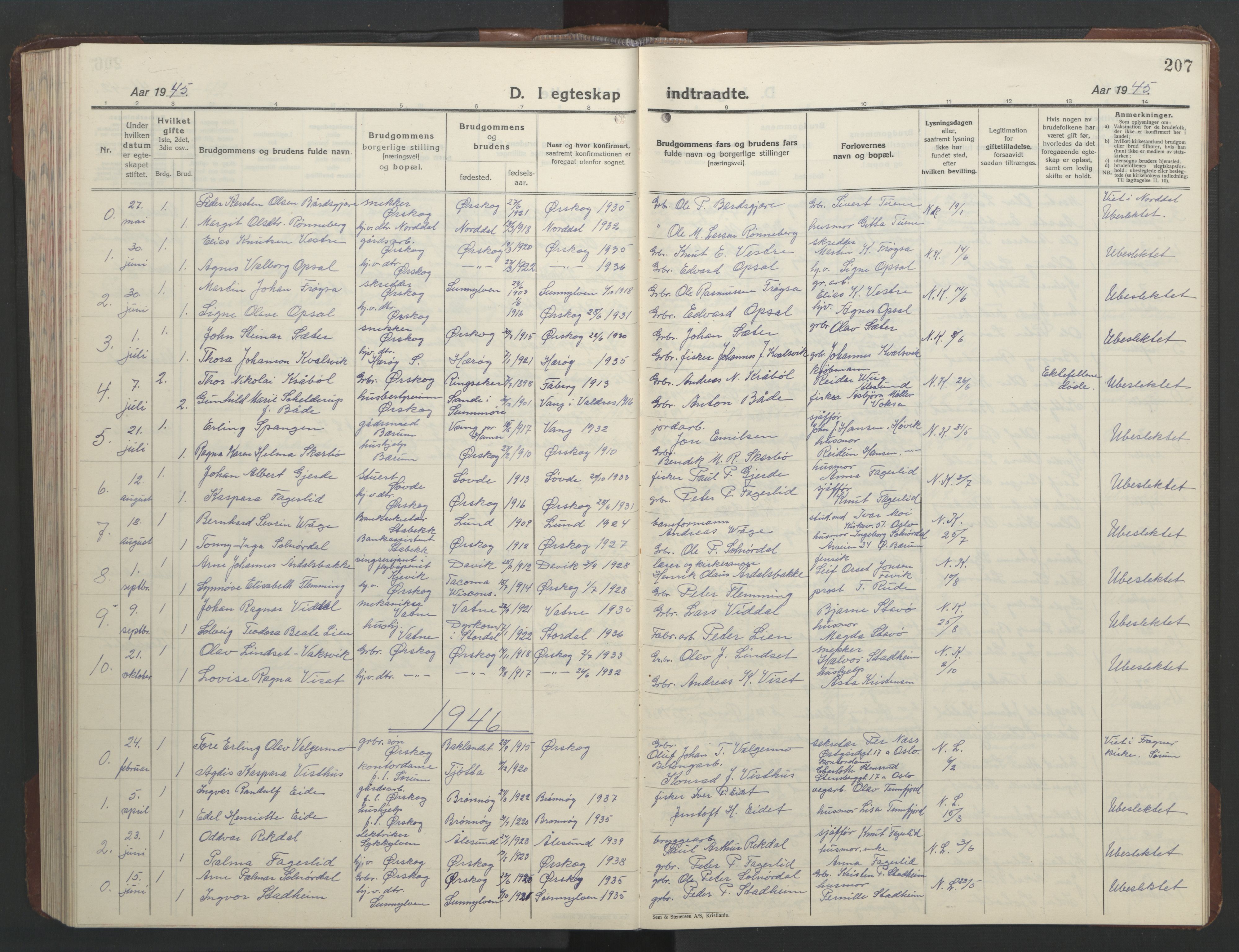 Ministerialprotokoller, klokkerbøker og fødselsregistre - Møre og Romsdal, AV/SAT-A-1454/522/L0329: Klokkerbok nr. 522C08, 1926-1951, s. 207