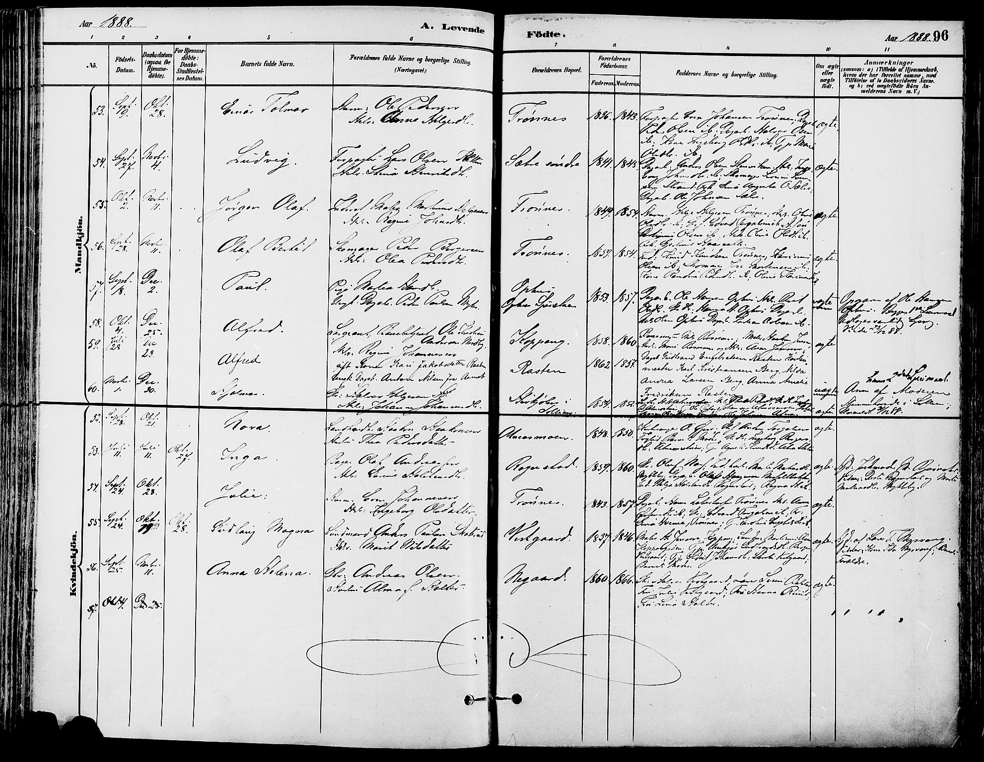 Stor-Elvdal prestekontor, AV/SAH-PREST-052/H/Ha/Haa/L0002: Ministerialbok nr. 2, 1882-1907, s. 96
