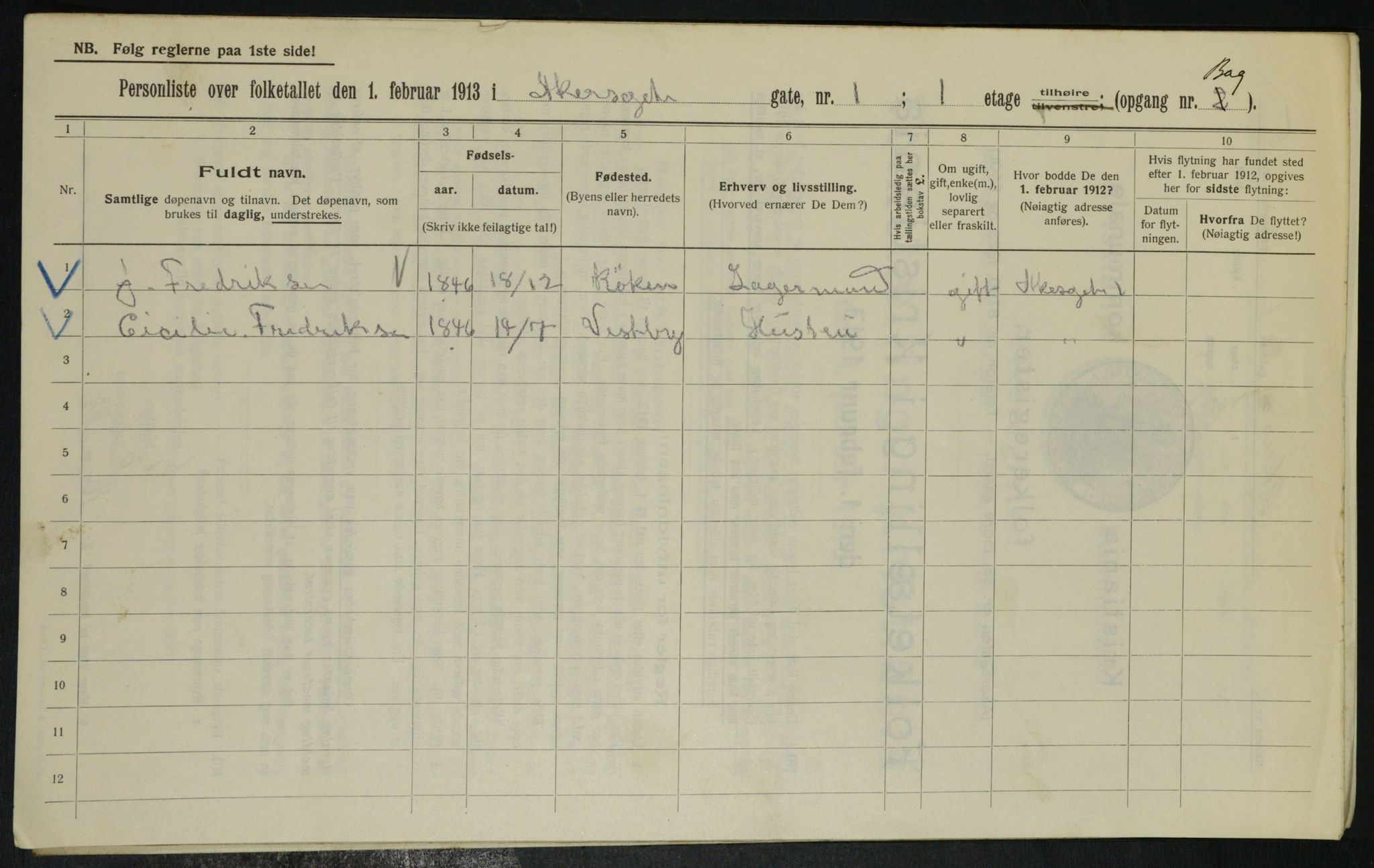 OBA, Kommunal folketelling 1.2.1913 for Kristiania, 1913, s. 320