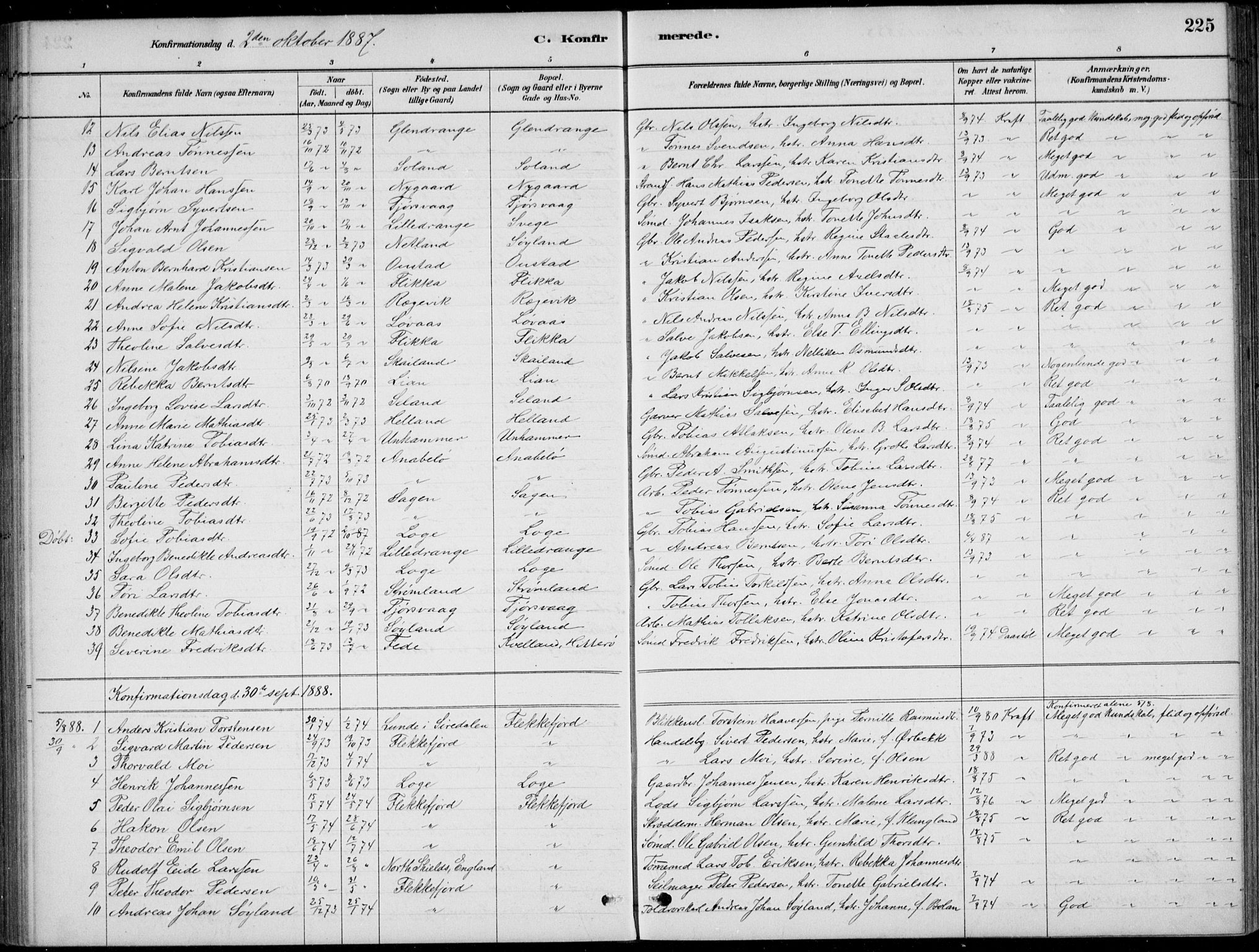 Flekkefjord sokneprestkontor, AV/SAK-1111-0012/F/Fb/Fbc/L0007: Klokkerbok nr. B 7, 1880-1902, s. 225