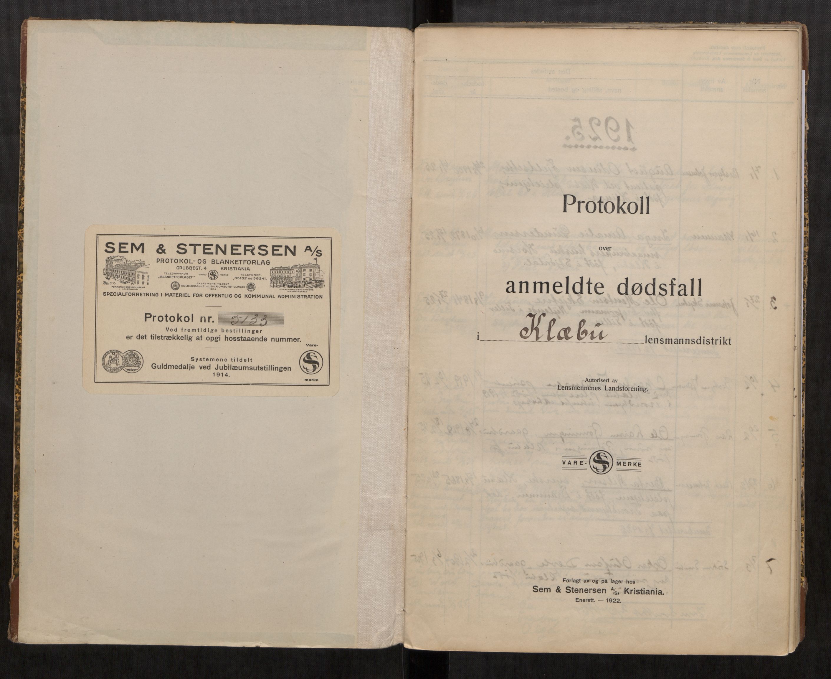 Klæbu lensmannskontor, AV/SAT-A-1059/2/G/Ga/L0001: Dødsfallsprotokoll, 1925-1941