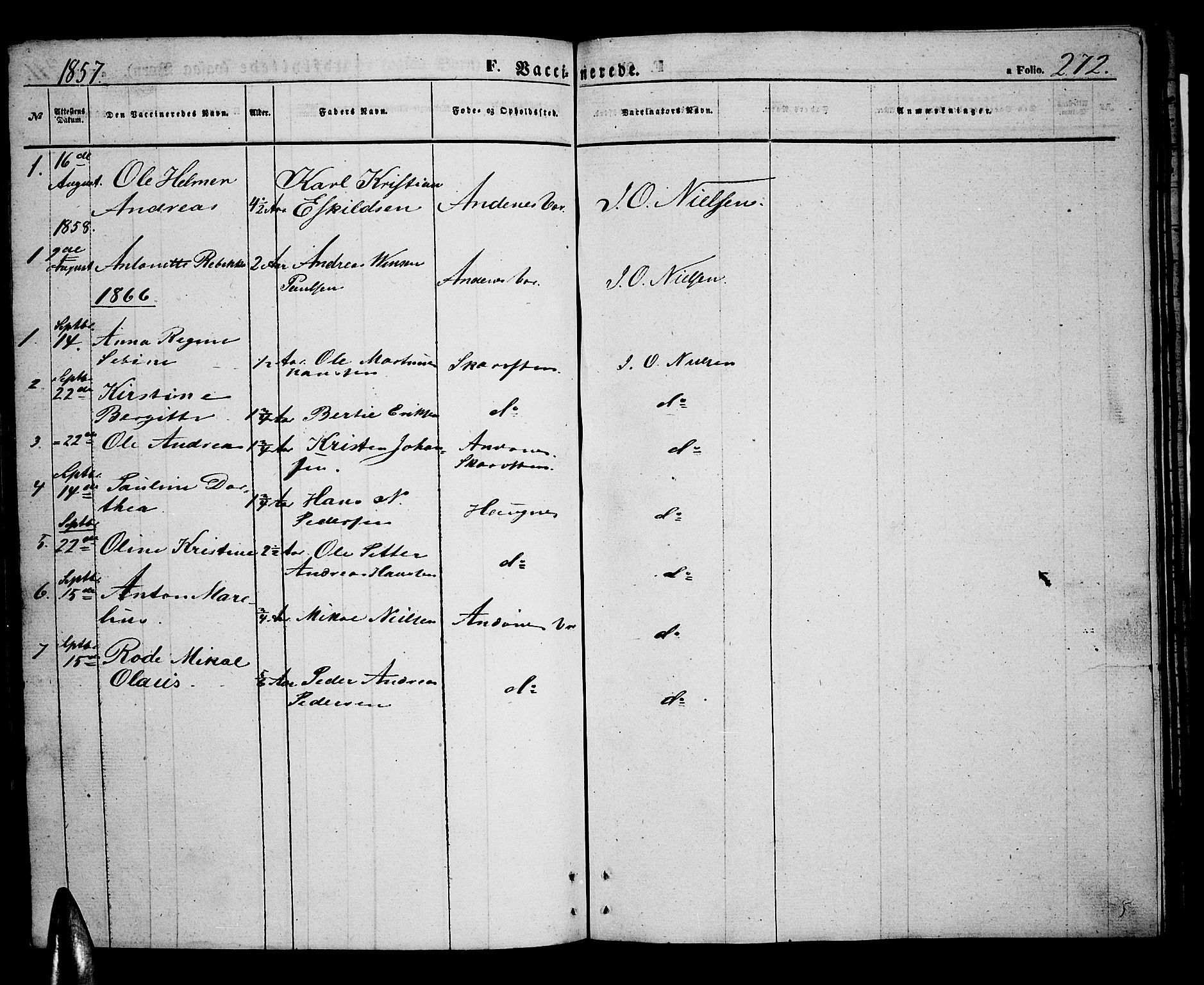 Ministerialprotokoller, klokkerbøker og fødselsregistre - Nordland, AV/SAT-A-1459/899/L1447: Klokkerbok nr. 899C02, 1855-1886, s. 272