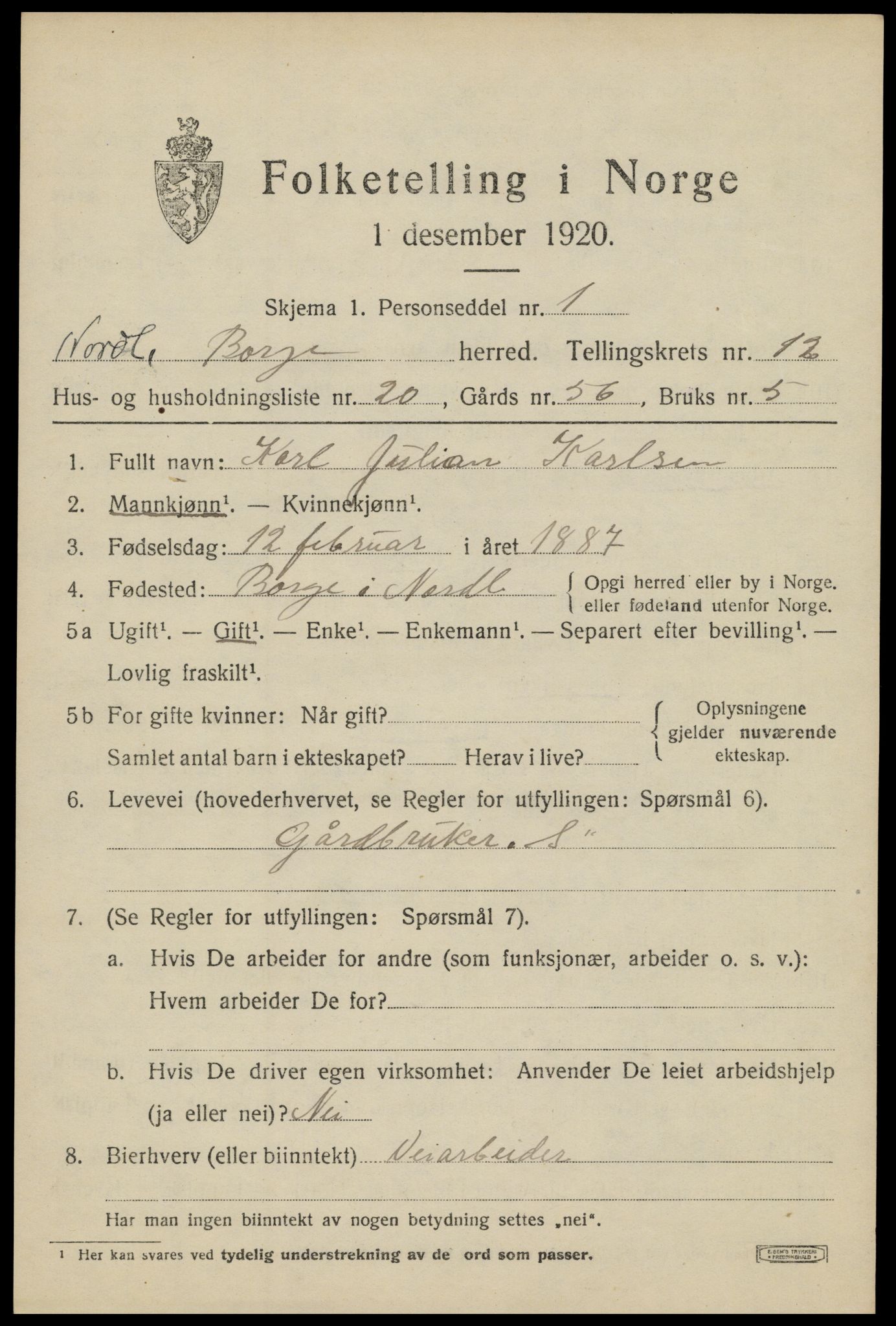 SAT, Folketelling 1920 for 1862 Borge herred, 1920, s. 10073