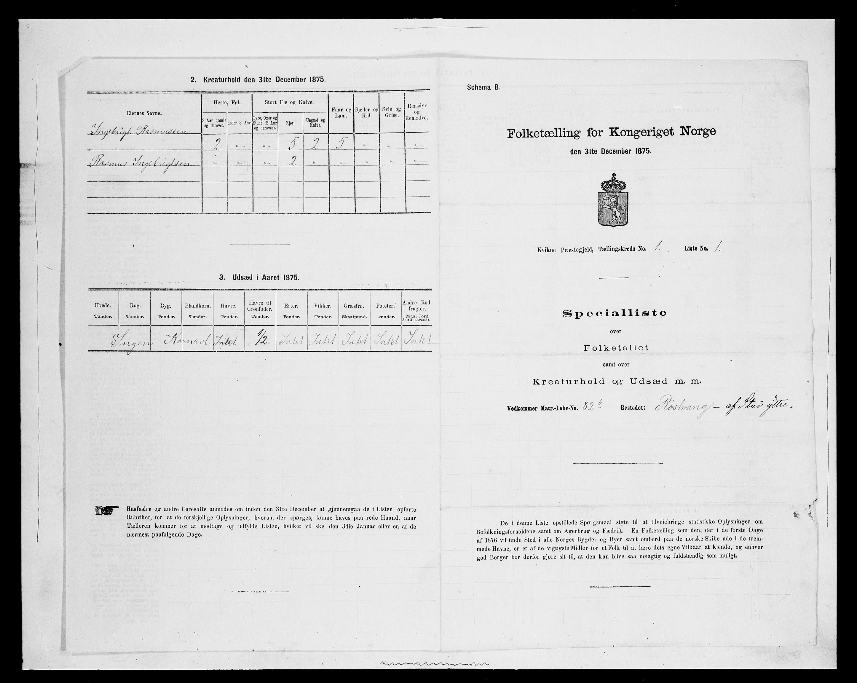 SAH, Folketelling 1875 for 0440P Kvikne prestegjeld, 1875, s. 73