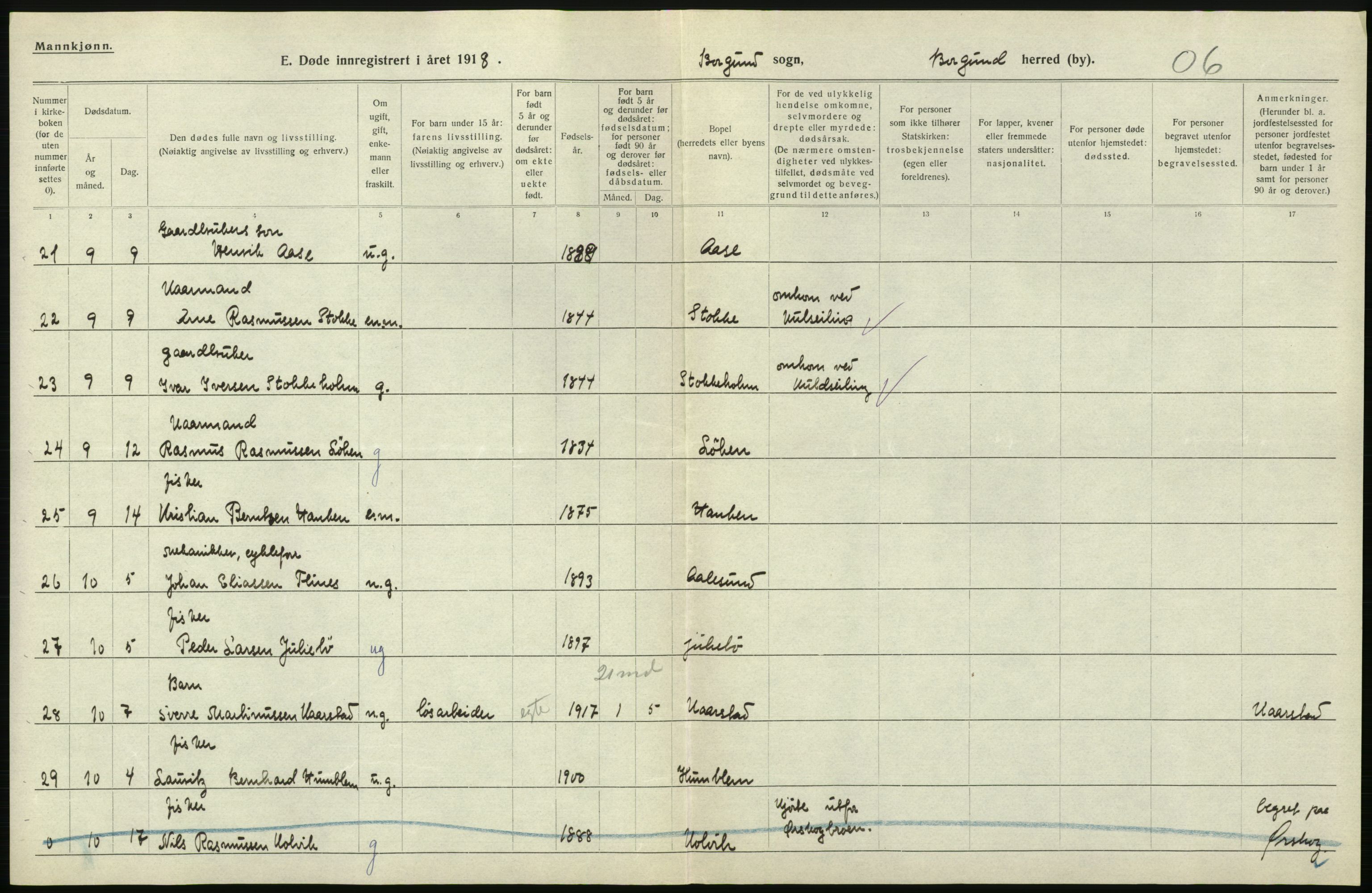 Statistisk sentralbyrå, Sosiodemografiske emner, Befolkning, RA/S-2228/D/Df/Dfb/Dfbh/L0045: Møre fylke: Døde. Bygder og byer., 1918, s. 448