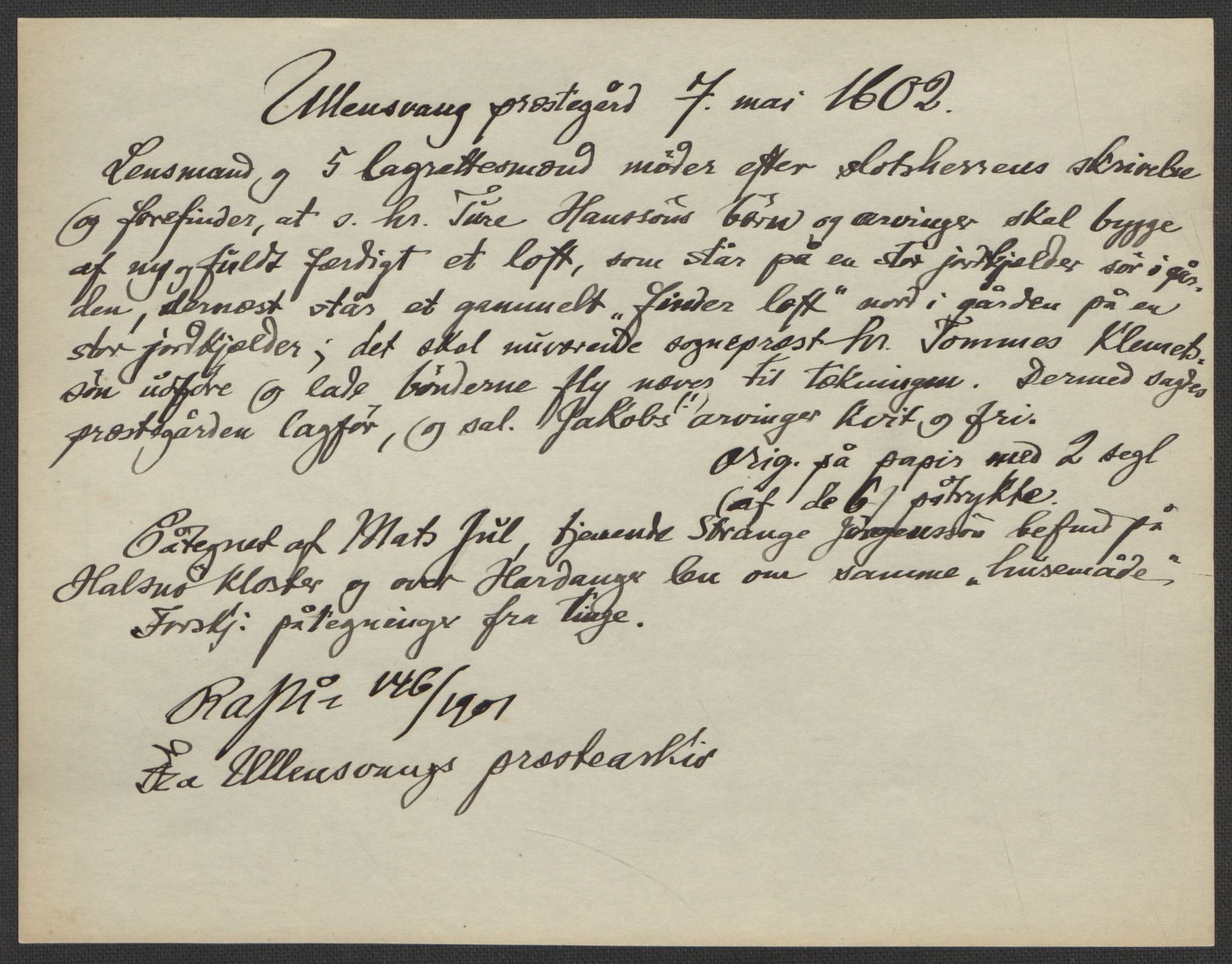 Riksarkivets diplomsamling, AV/RA-EA-5965/F15/L0037: Prestearkiv - Hordaland, 1577-1733, s. 9