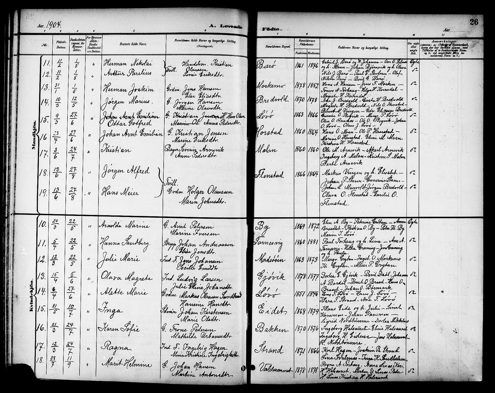 Ministerialprotokoller, klokkerbøker og fødselsregistre - Sør-Trøndelag, SAT/A-1456/655/L0688: Klokkerbok nr. 655C04, 1899-1922, s. 26