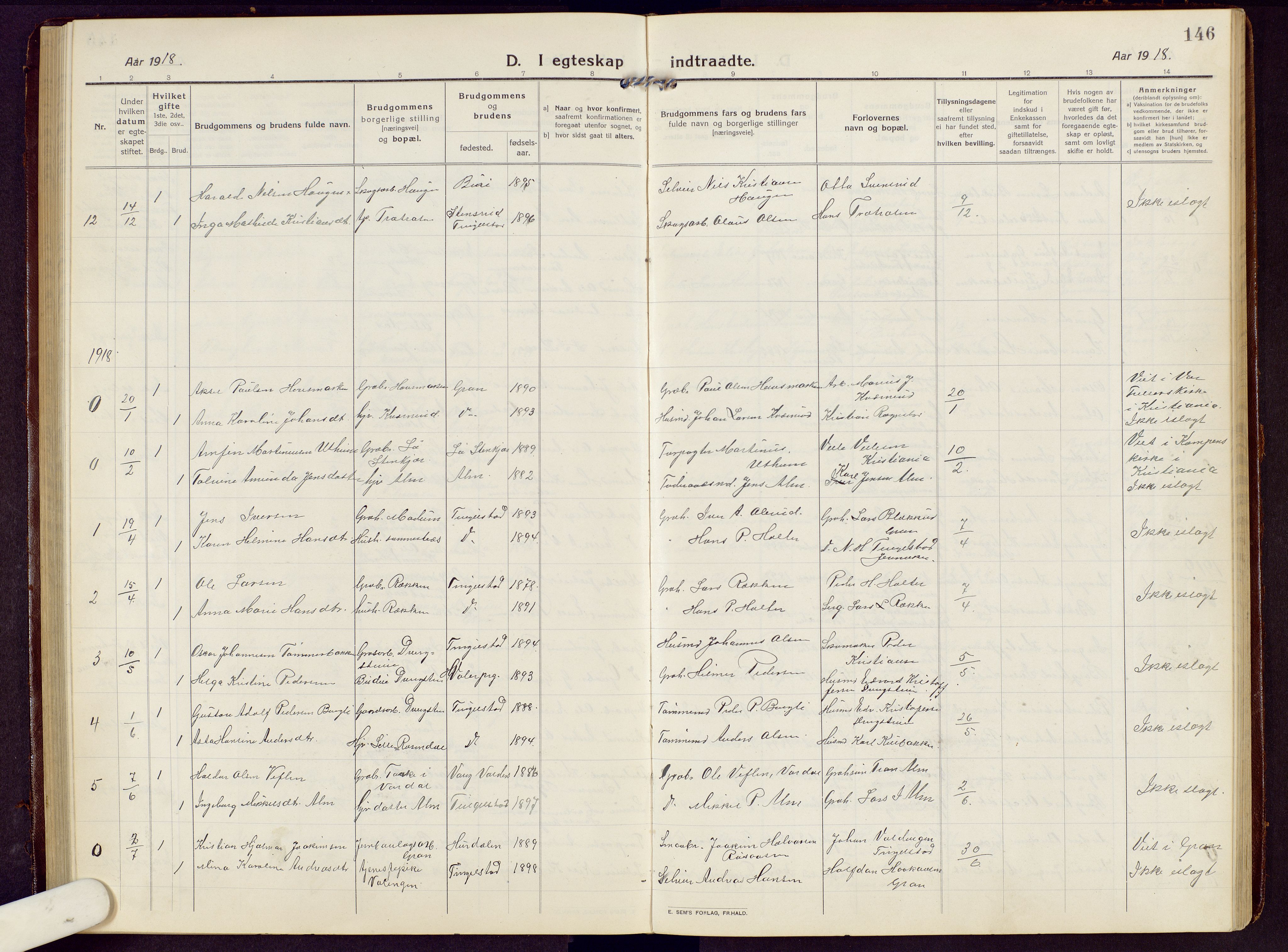 Brandbu prestekontor, AV/SAH-PREST-114/H/Ha/Hab/L0010: Klokkerbok nr. 10, 1916-1930, s. 146